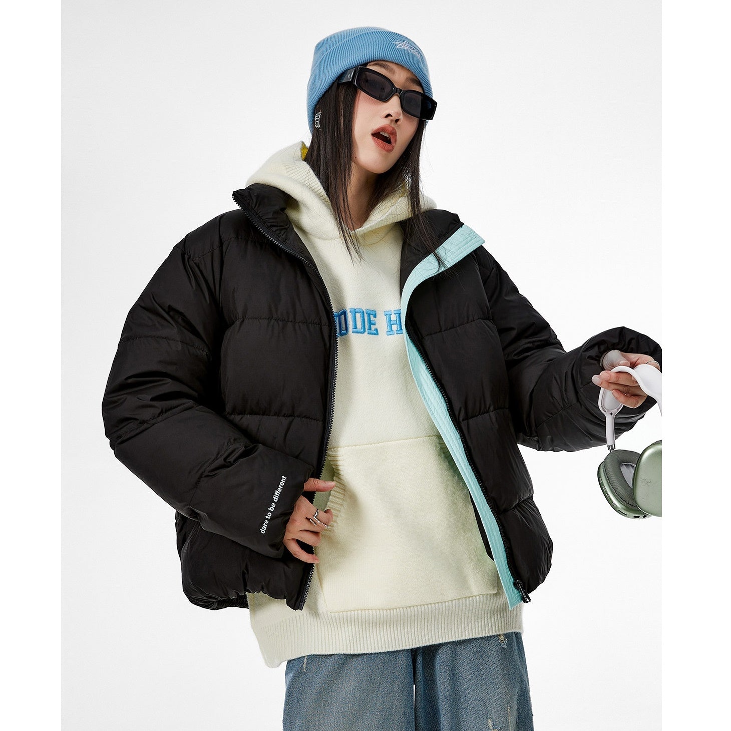 Contrast Color Short Down Jacket IC9002