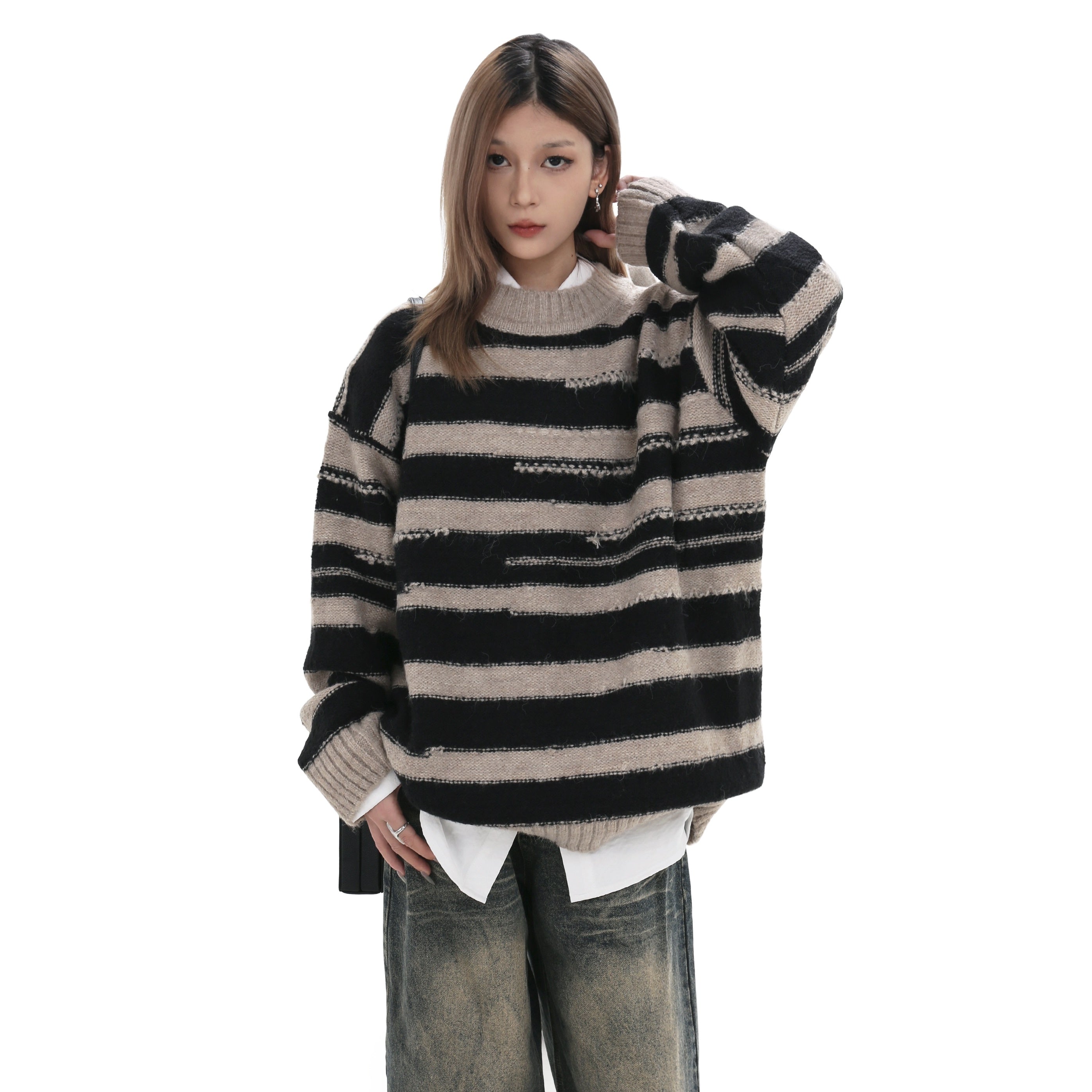 Drop Shoulder Loose Border Sweater GB7007