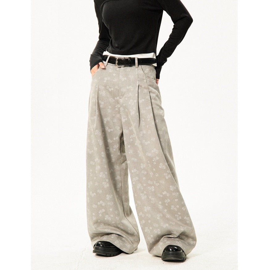 Jacquard Casual Tuck Buggy Pants MW9433