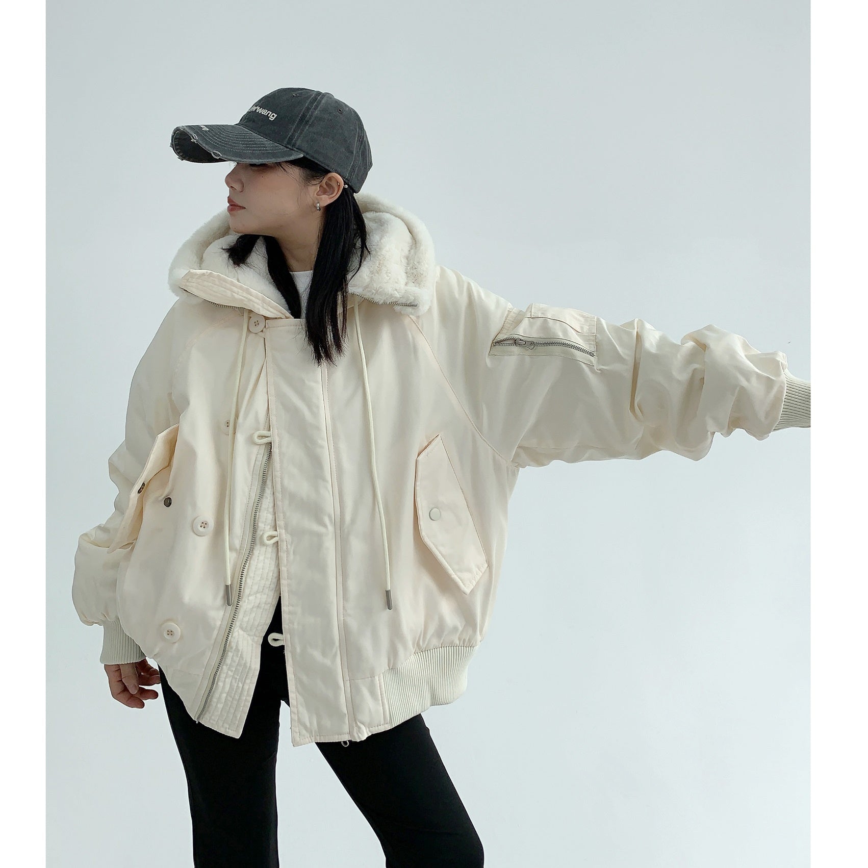 Fur Inner Casual Hooded Jacket MW9687