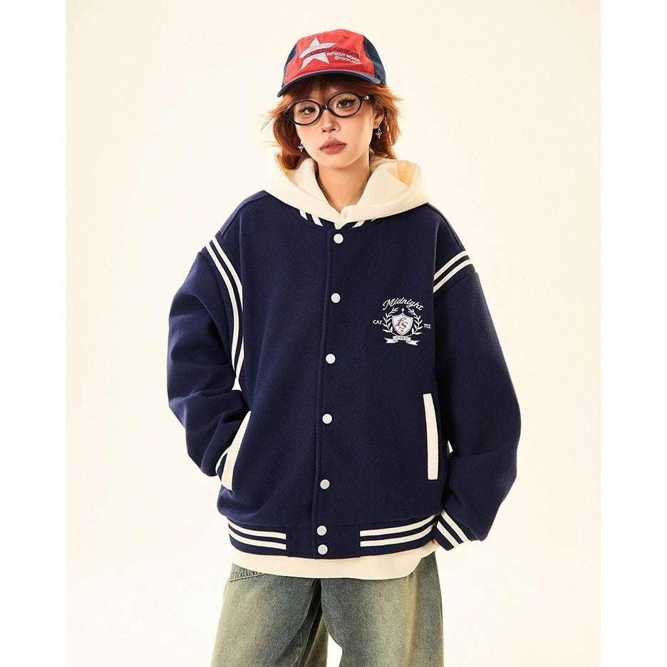 Retro Collegiate Patchwork Baseball Jacket MW9528