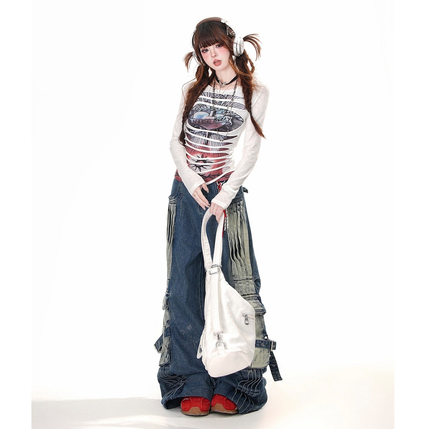 Loose Slouchy Style Cargo Jeans KK2027