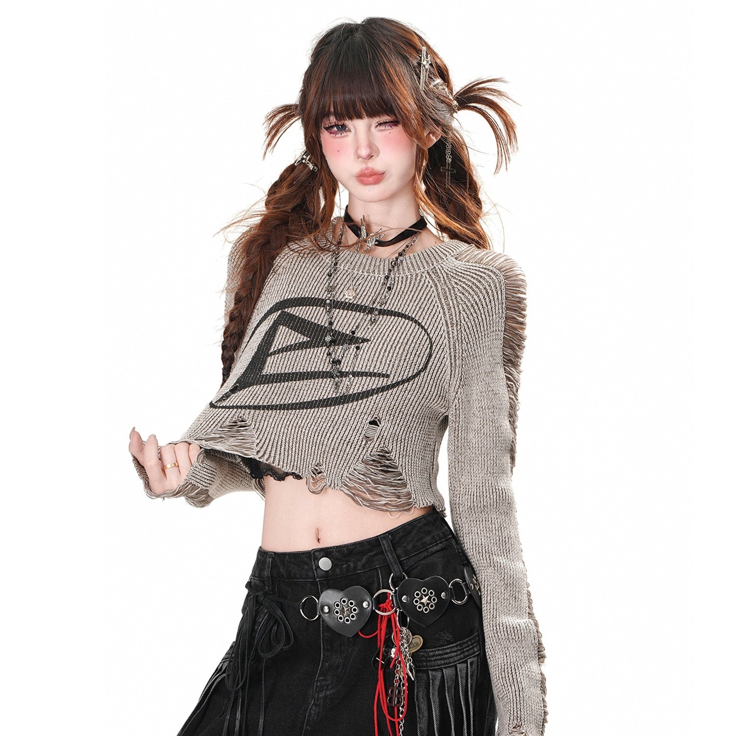 Raw-edged Knitted Cropped Top KK2024