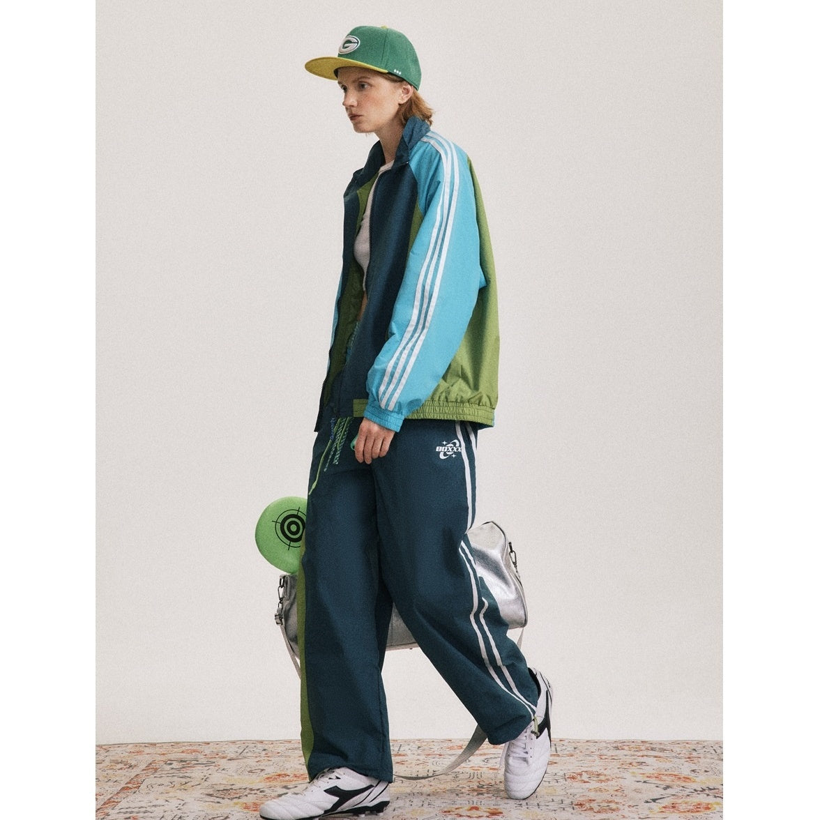 Irregular Color-Blocked Wide-leg Track Pants BX010