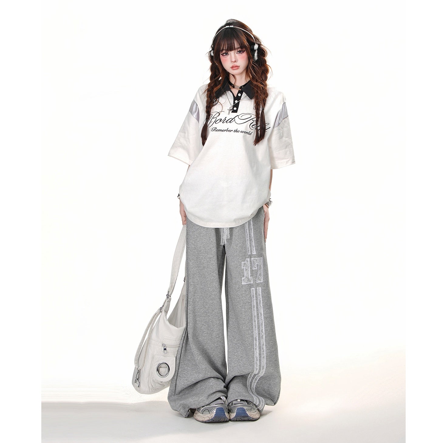 Bicolor Polo Collar Loose T-shirt KK2050