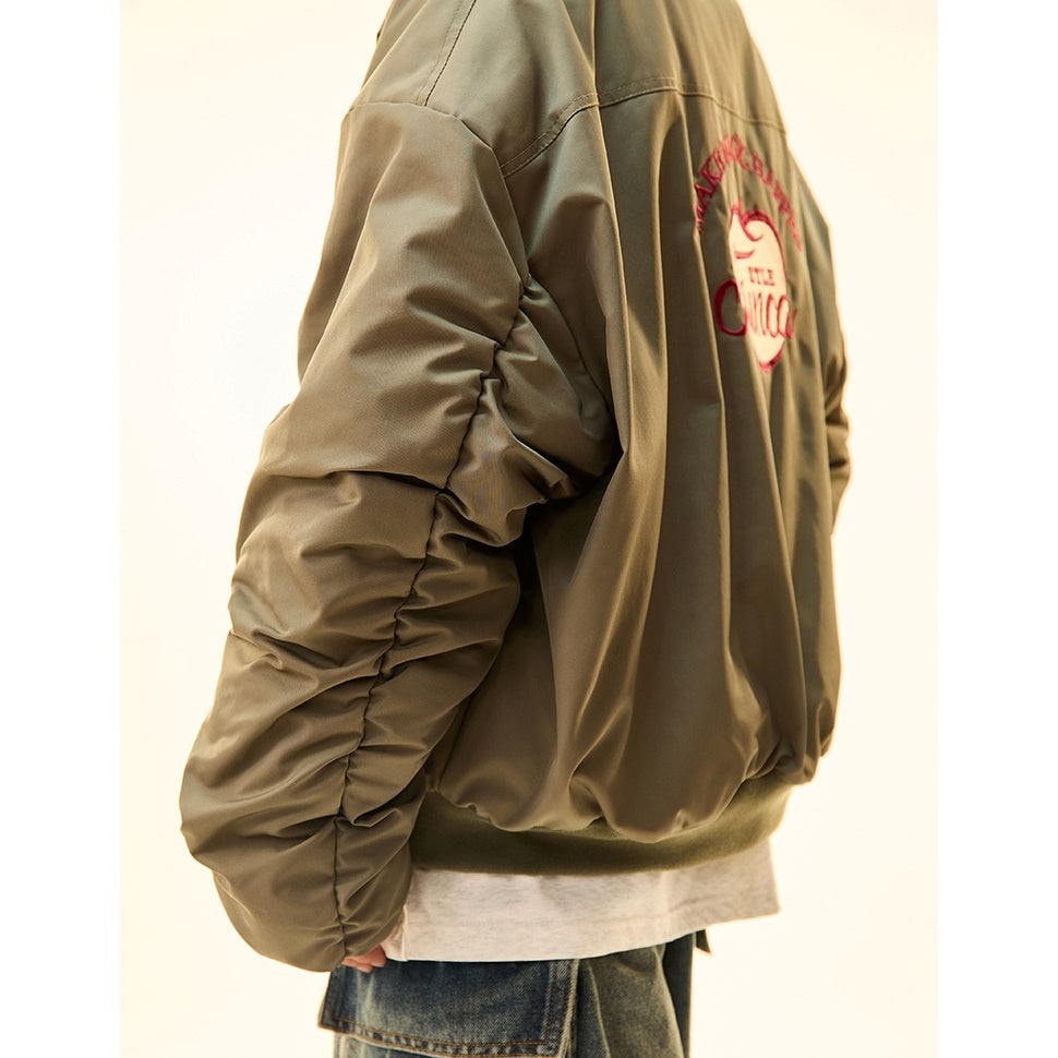 Boa Lapel Appliqué Patch Padded Jacket MW9704