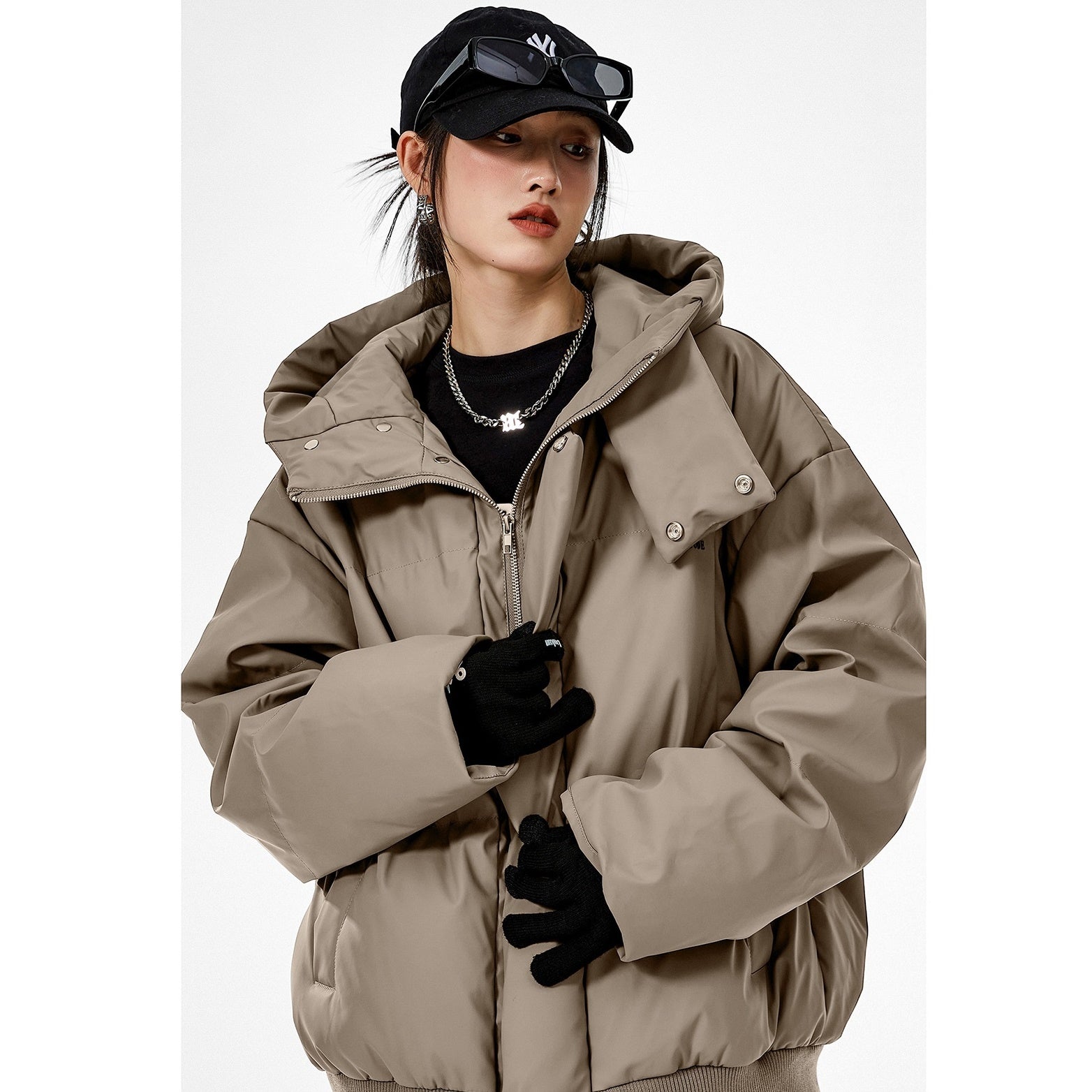 High Neck Hooded Down Jacket MW9666