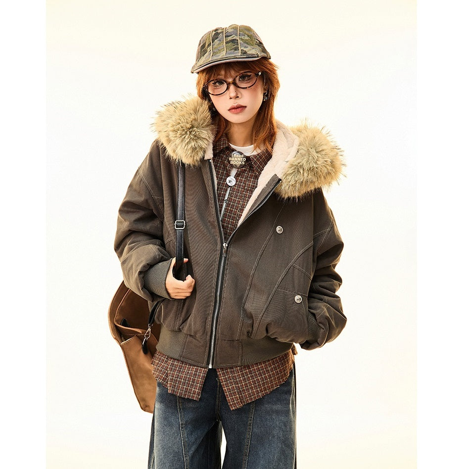 Fur Collar Work Style Hooded Blouson MW9807