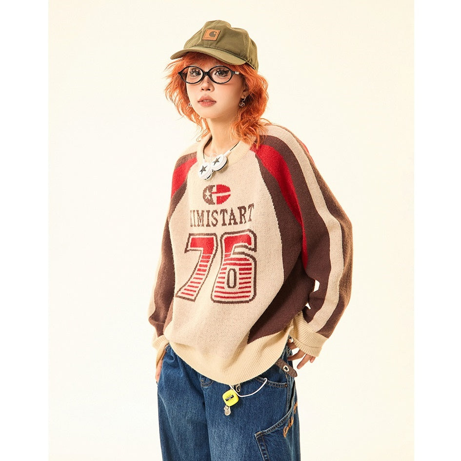 Sporty Letter Crew Neck Sweater MW9426