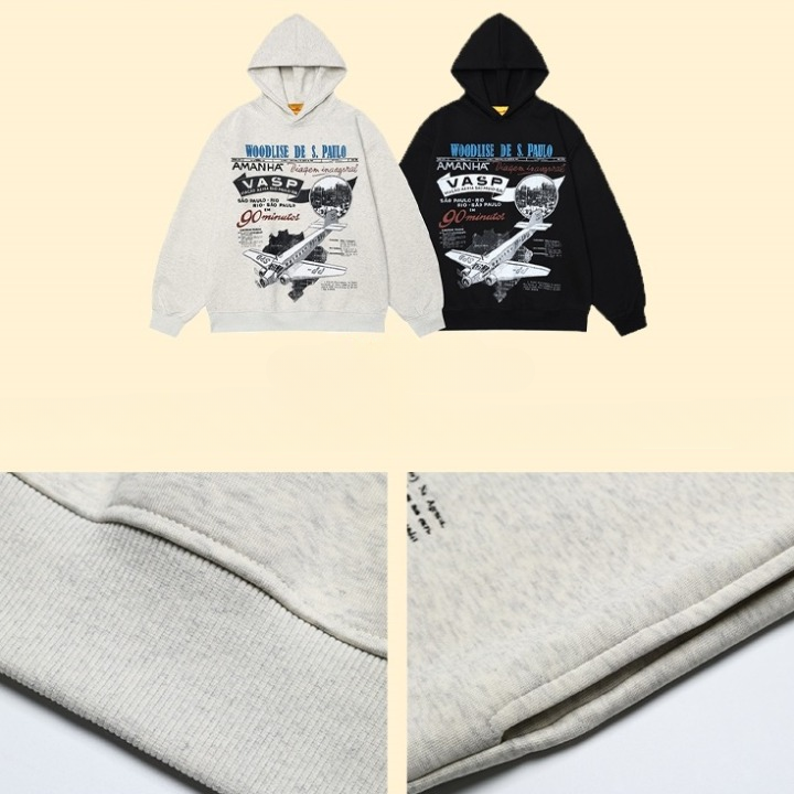 Airplane Graffiti Print Distressed Hoodie HG7178