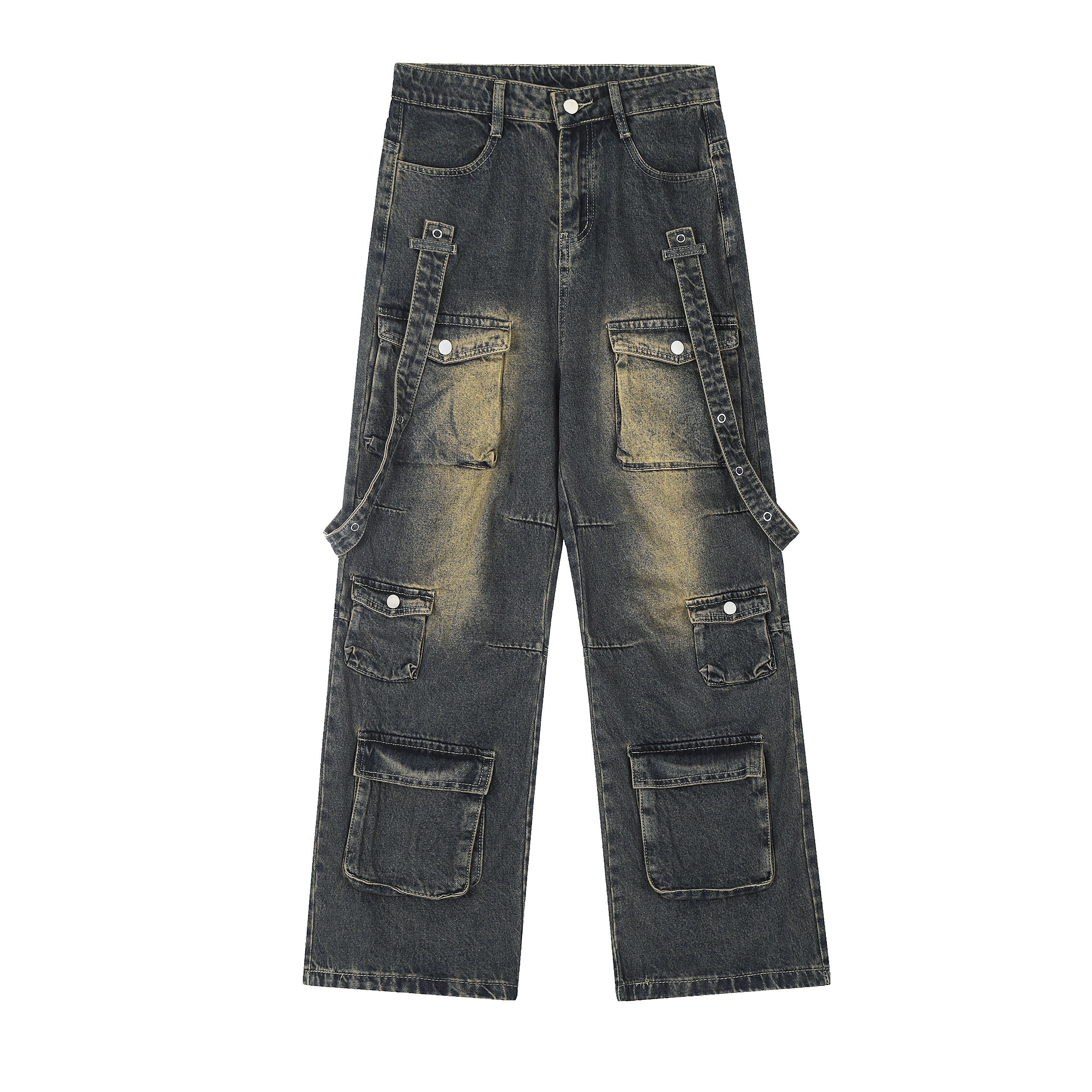 Loose Straight Strap Cargo Jeans MW9663