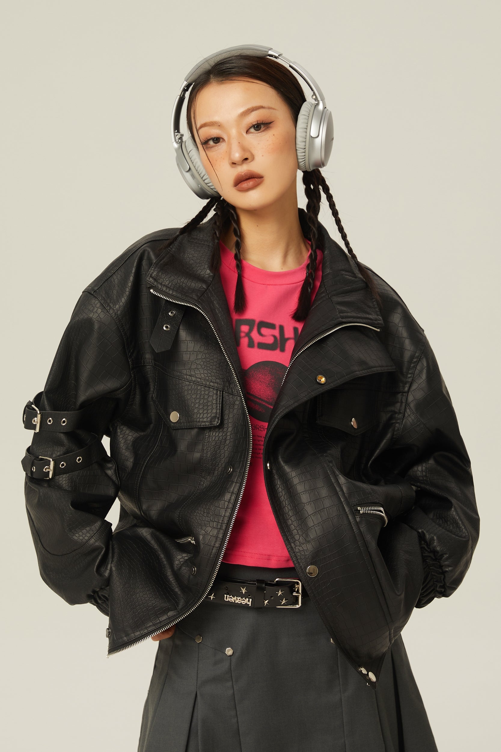 [Delivery within 10 days for some sizes] PU leather jacket W251