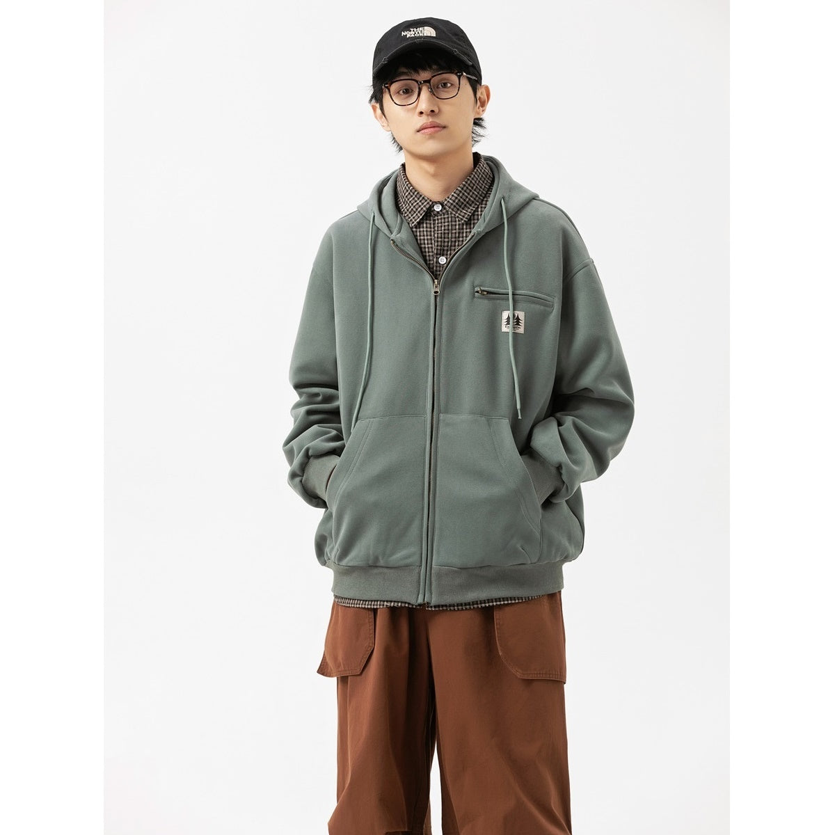 Simple Zip-Pocket Hooded ZIP-Up Parka MW9581