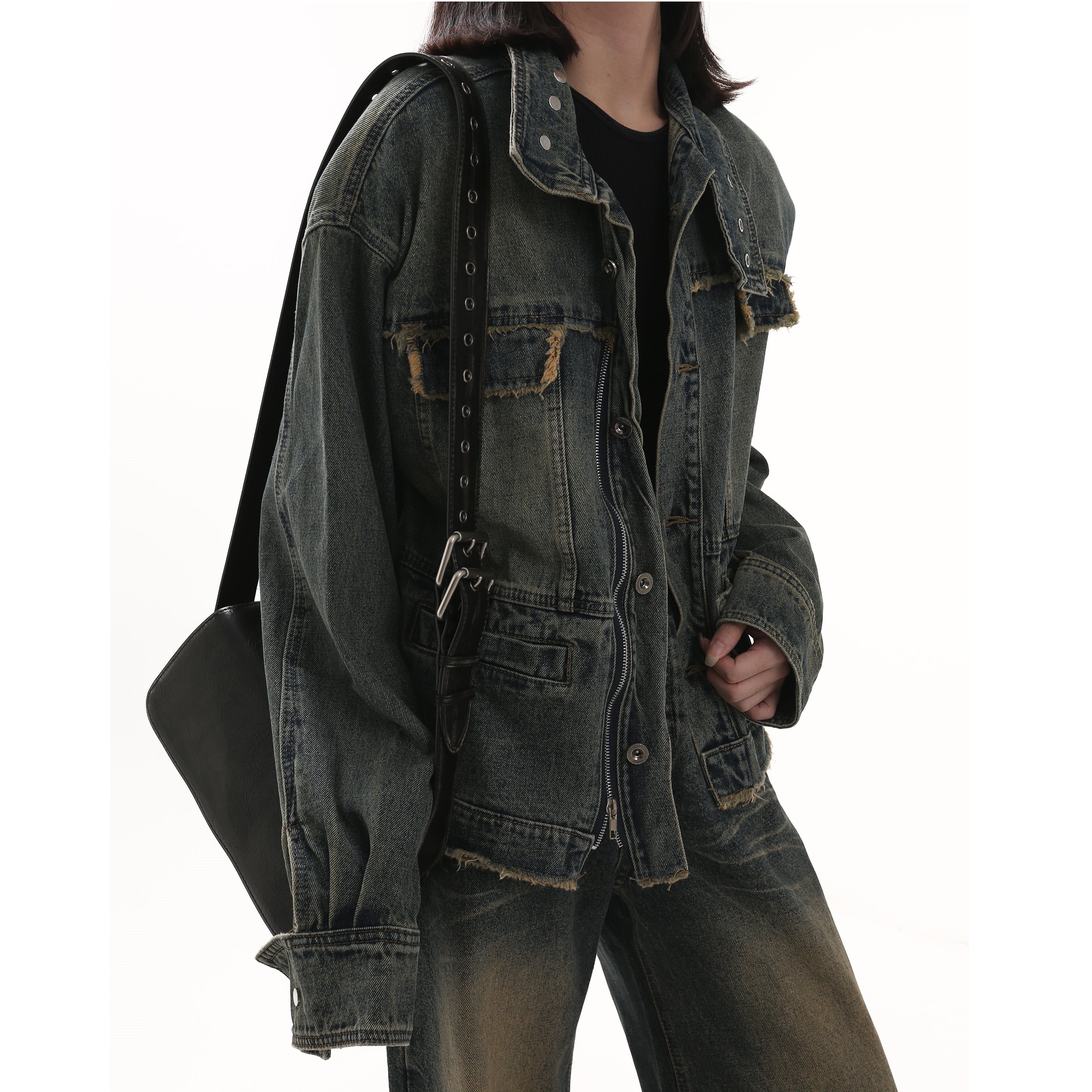 Loose Damage Denim Work Jacket GB7008