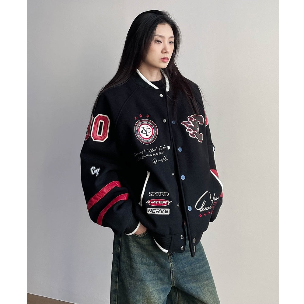 College Style Hooded Stadium Jacket MW9739