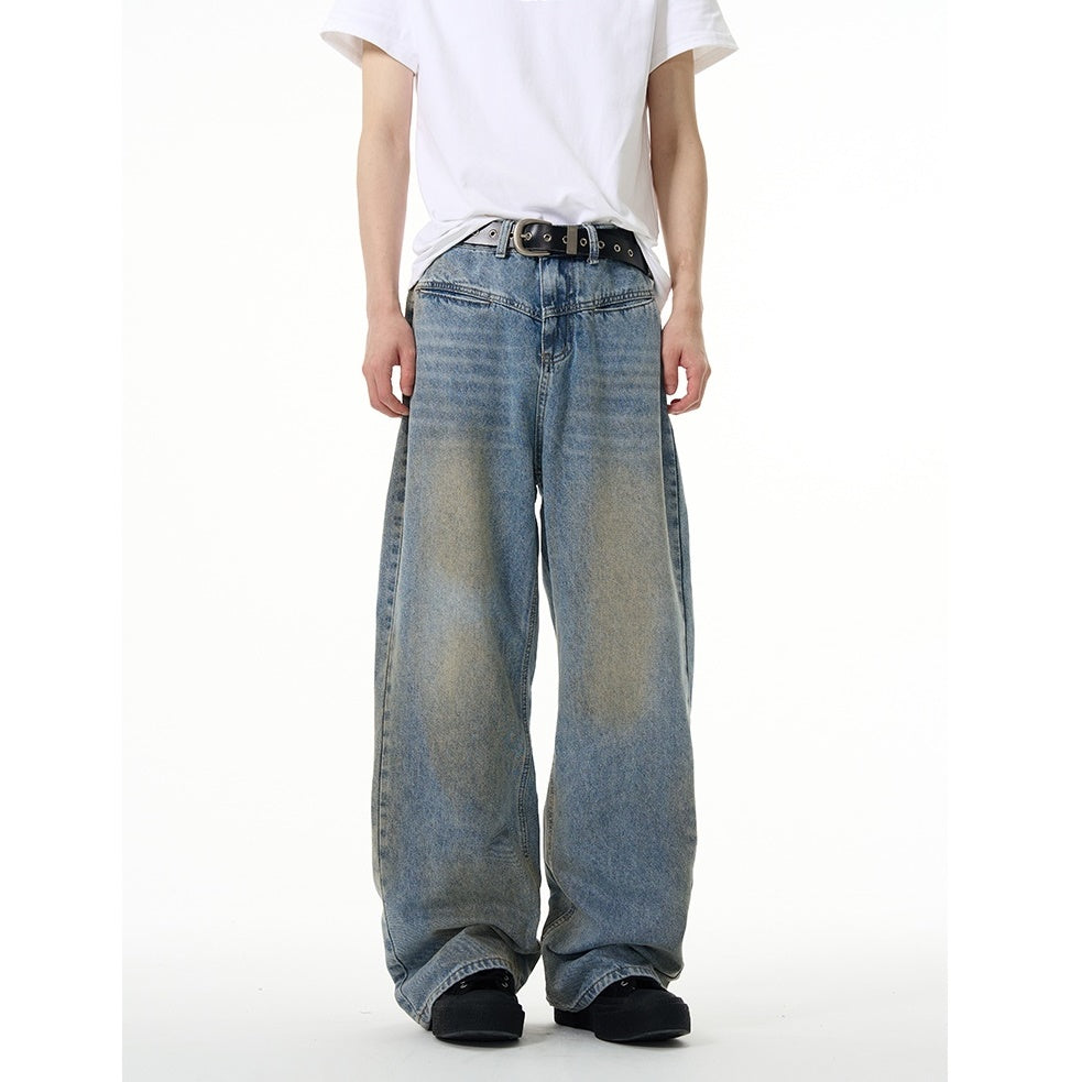 Front Slit Pocket Design Loose Straight Jeans MW9098