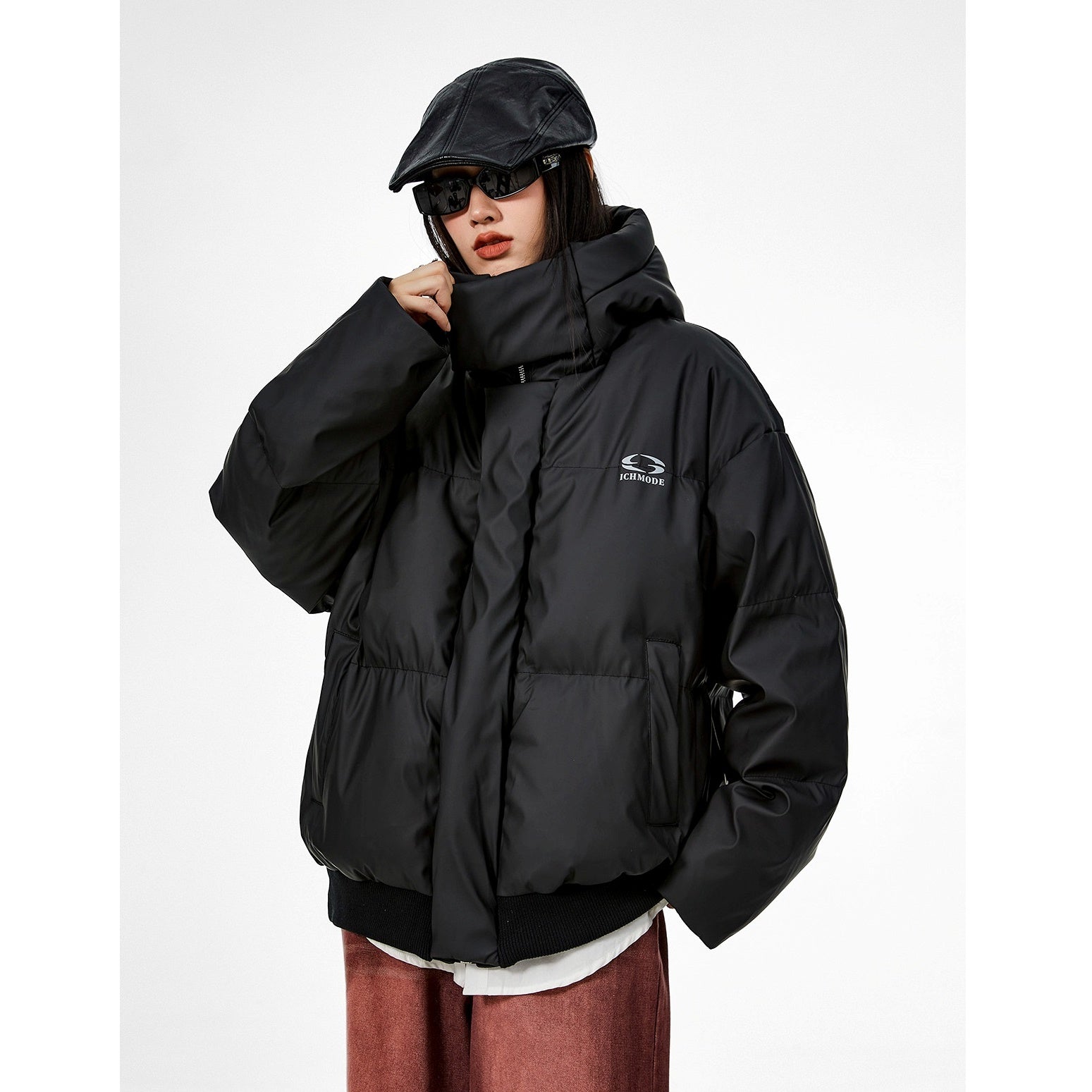 High Neck Hooded Down Jacket MW9666