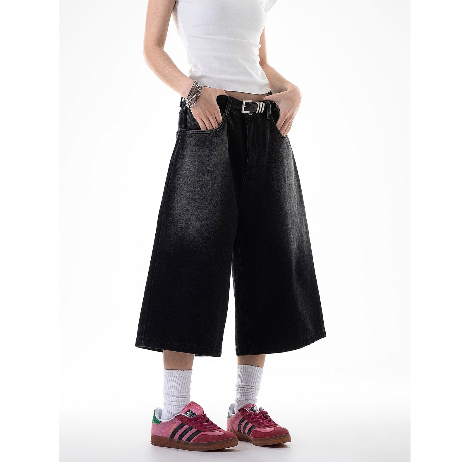 Retro Wash Denim Half Pants IC9030