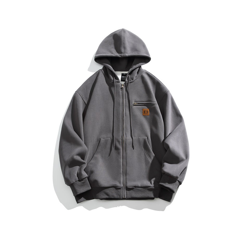 Simple Zip-Pocket Hooded ZIP-Up Parka MW9581