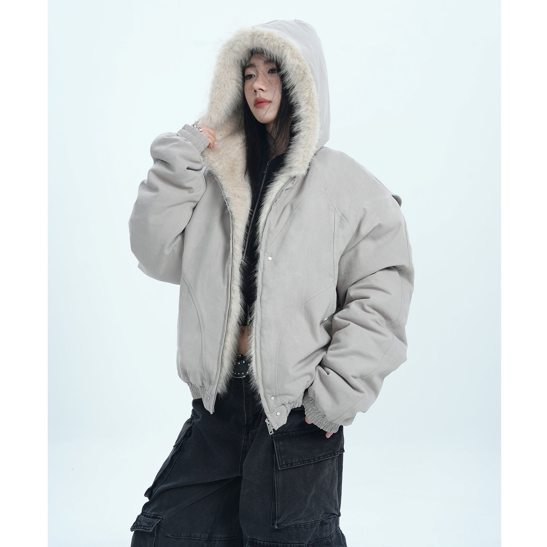 Fur Collar Casual Hooded Jacket MW9676