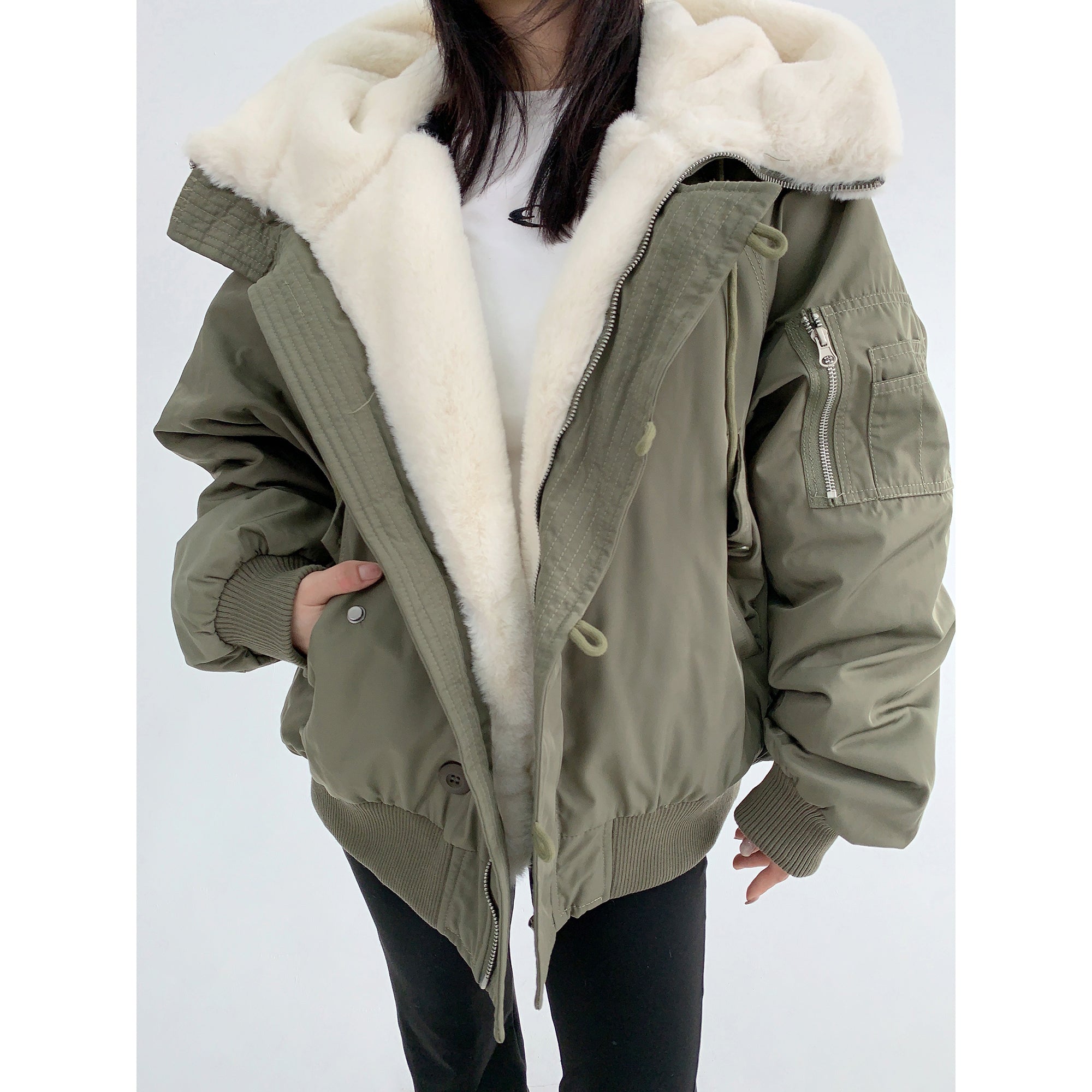 Fur Inner Casual Hooded Jacket MW9687