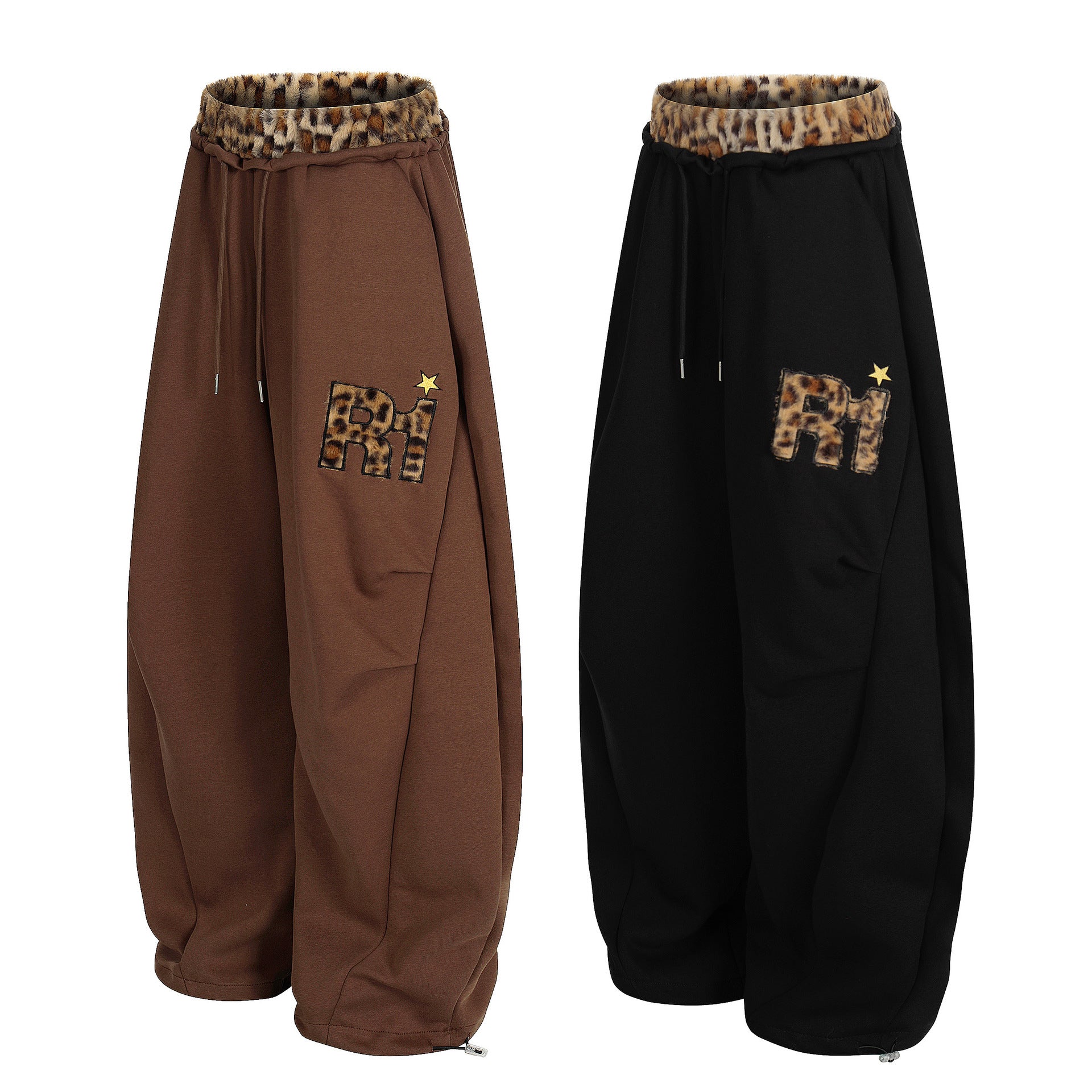 Leopard Patchwork Loose Sweat Pants MW10390