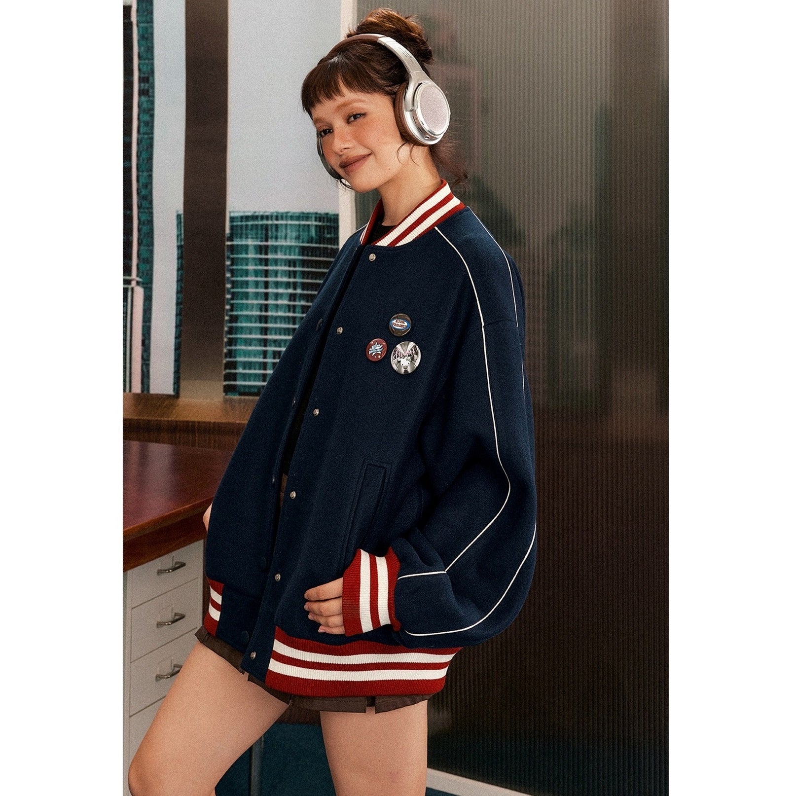 Tricolor Color Baseball Jacket EZ174