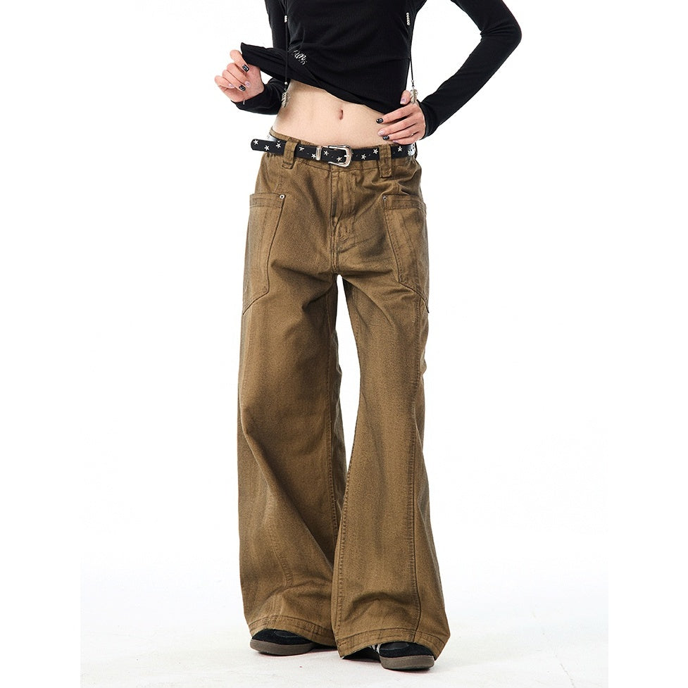 Retro Brush Dirty Wide-Leg Work Pants MW9961