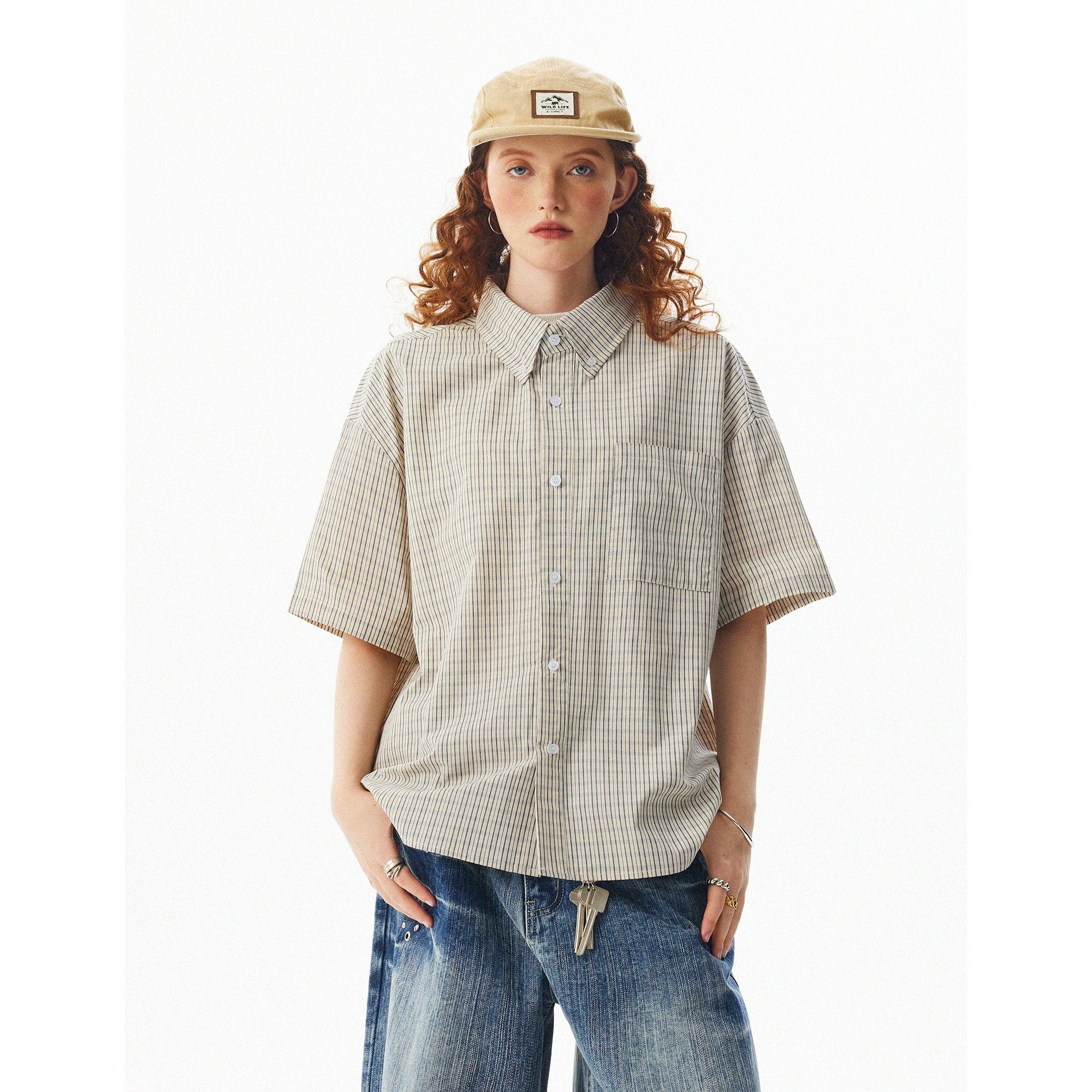 Casual Loose Check Short Sleeve Shirt MW10086