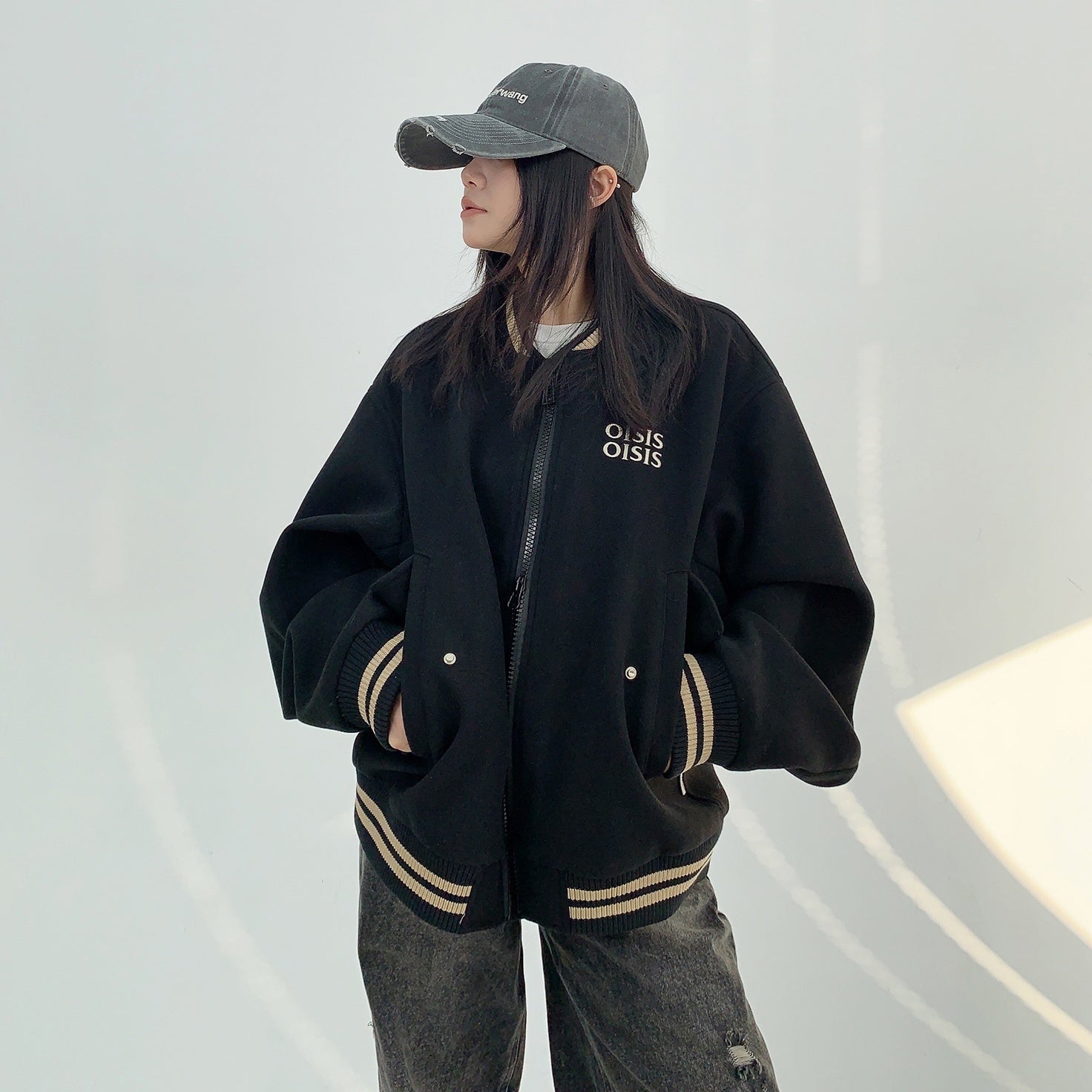 Embroidered Loose Baseball Blouson MW9857