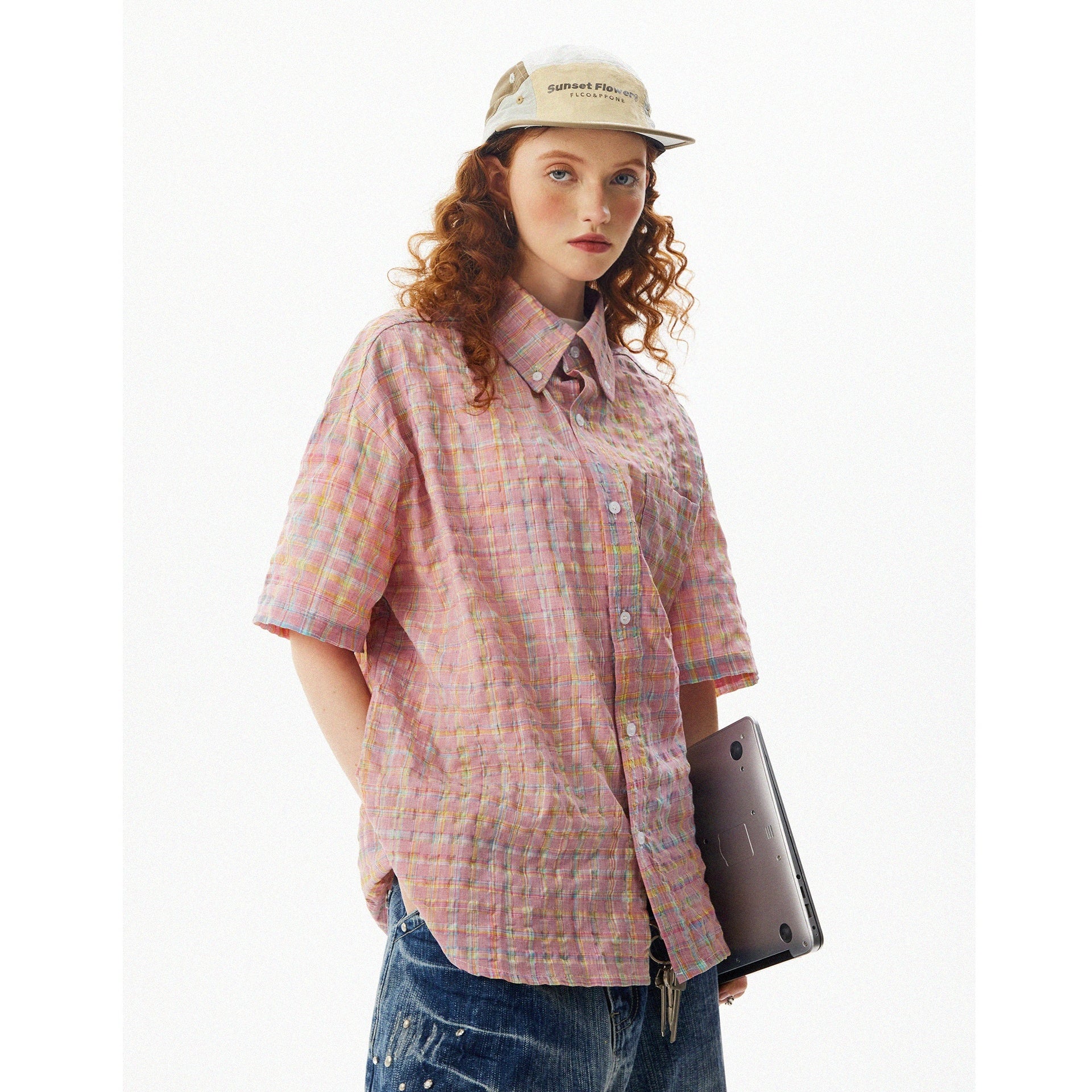 Check Seersucker Short Sleeve Shirt MW10088
