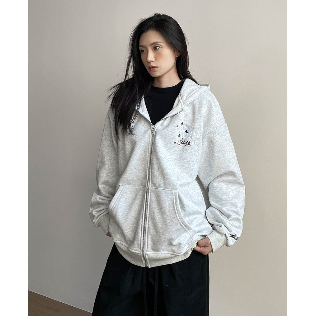 Leather Letter Embroidery Hooded Sweat Parka MW9740