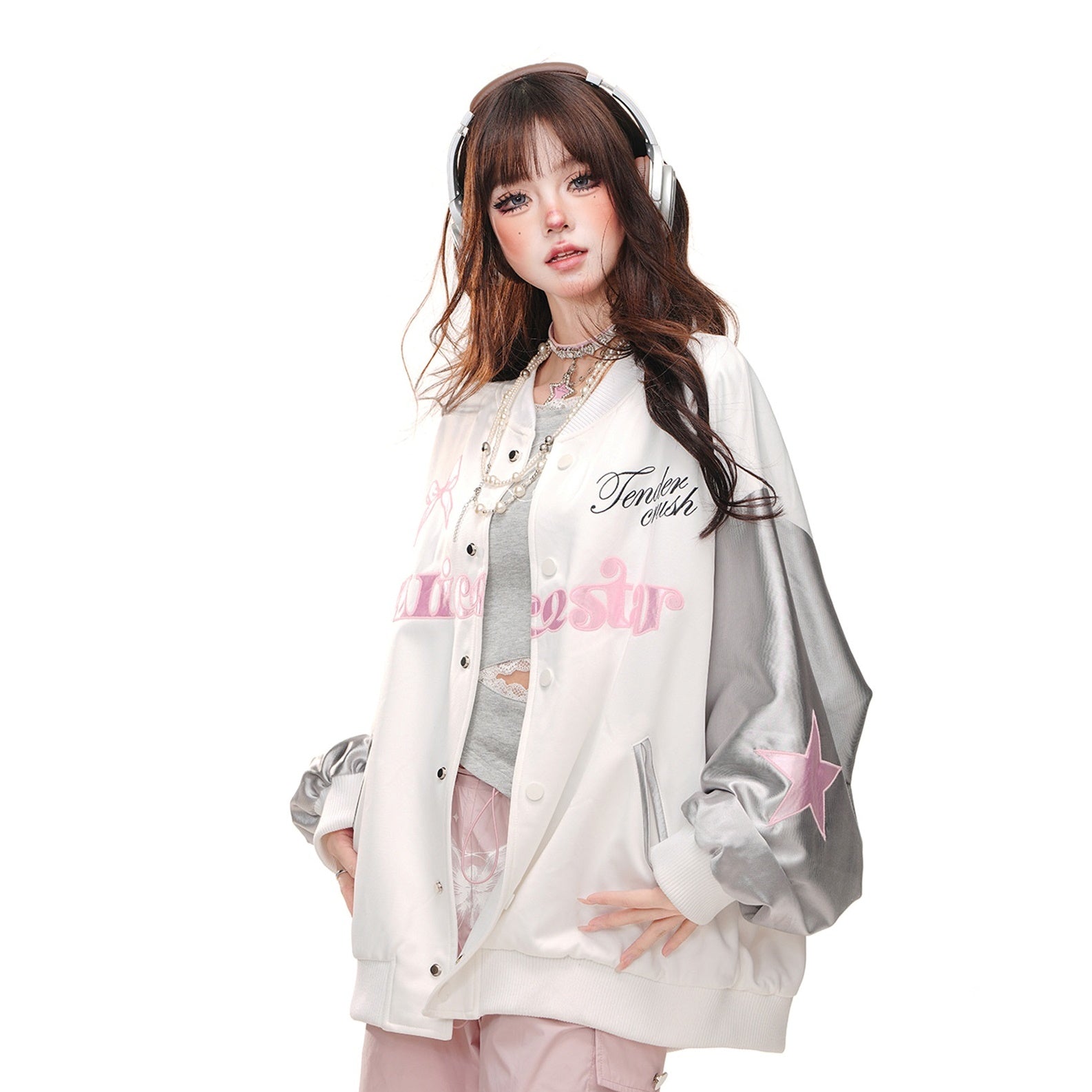 Girly Oversize Baseball Jacket KK2004