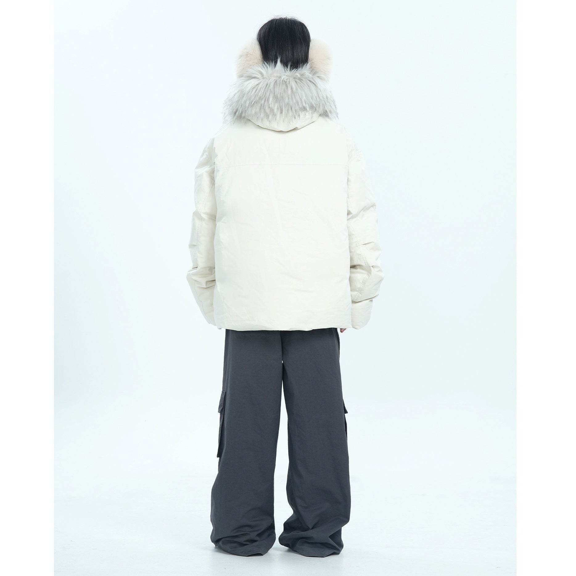 Fur Collar Simple Hooded Padded Jacket MW9670