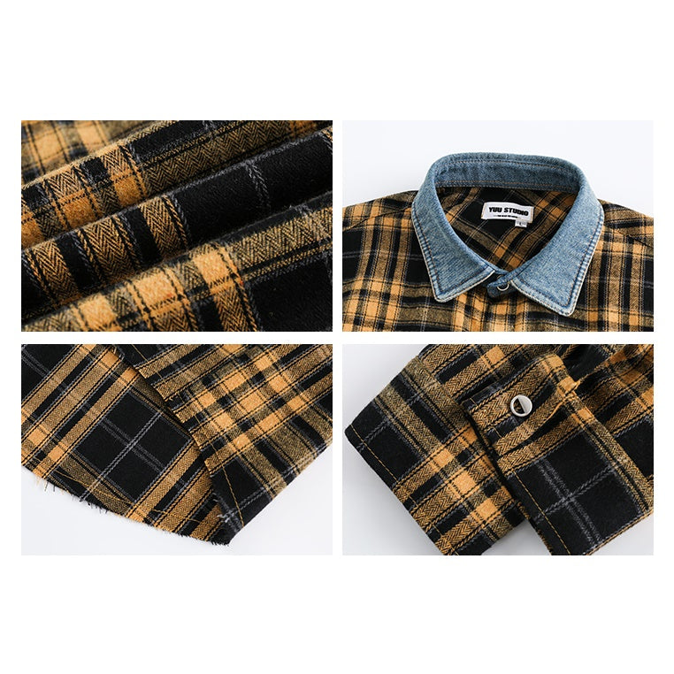 Retro Oversize Plaid Long-sleeved Shirt MW9435