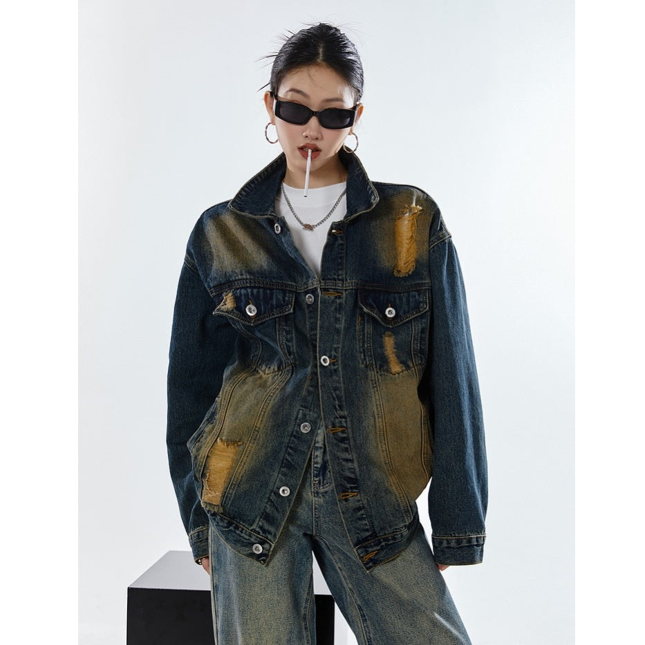 Vintage Washed Loose Denim Jacket MW9323