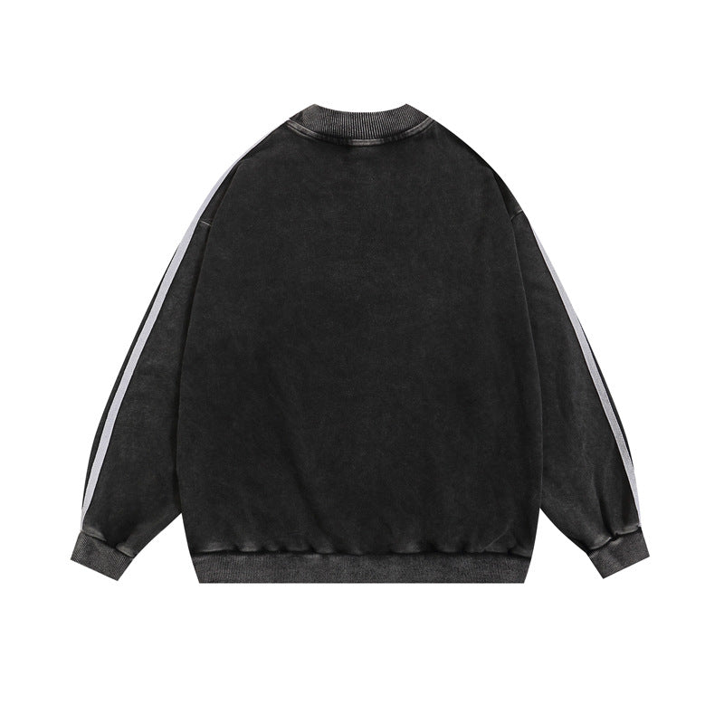Three-bar Distressed Letter Print Sweat MW10382