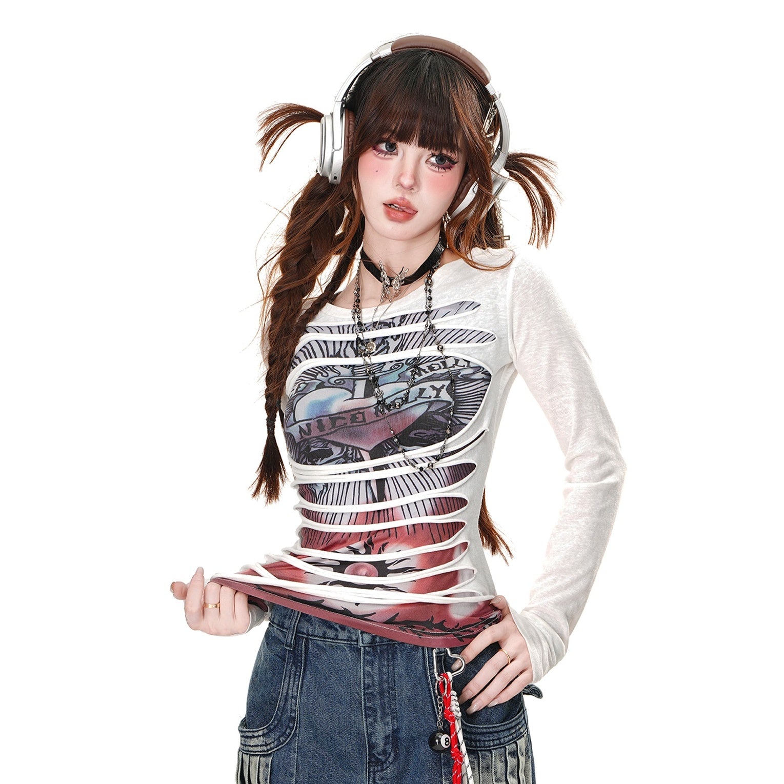 Punk Ripped Long Sleeve T-Shirt KK2025