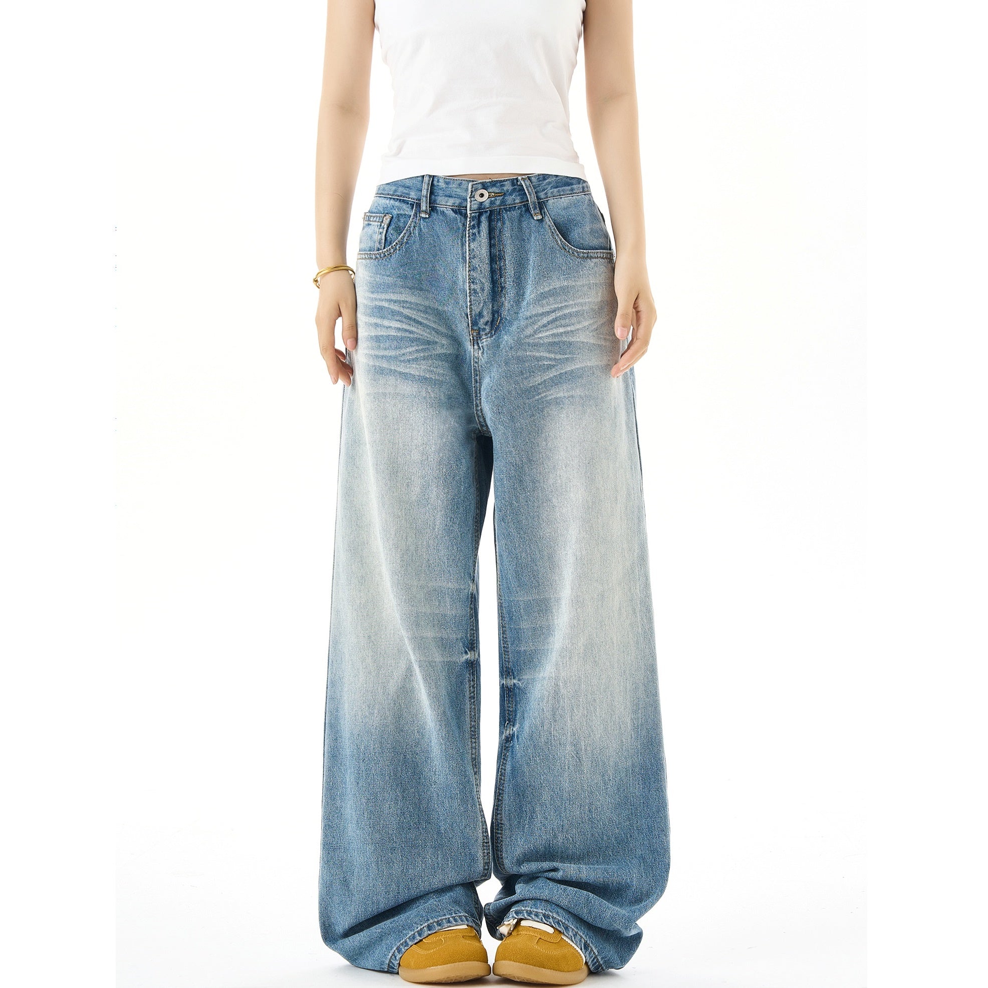 Washed Loose Wide-leg Jeans HG7057