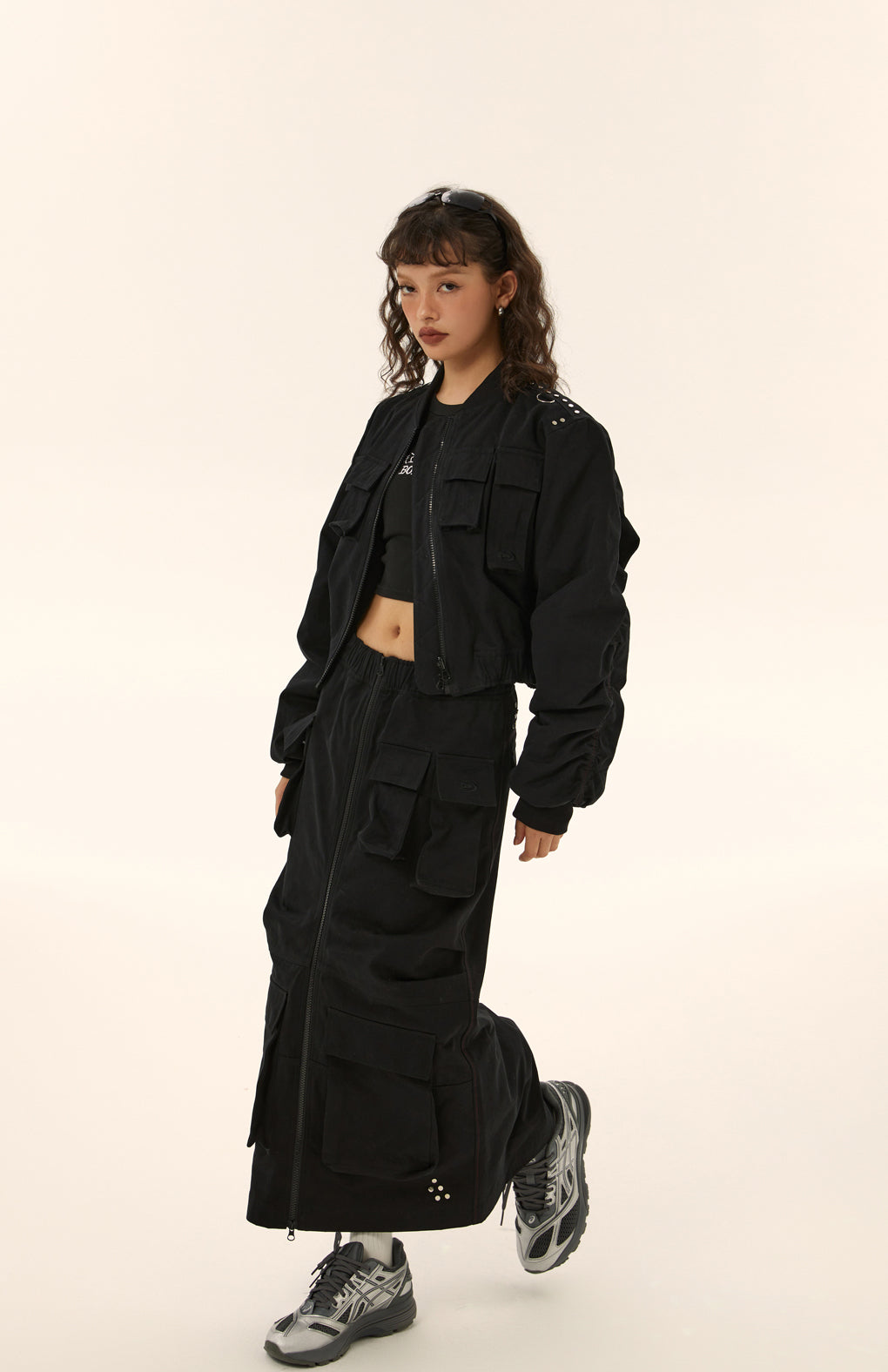 (Top and bottom sold separately) Multi-pocket skirt set EZ013