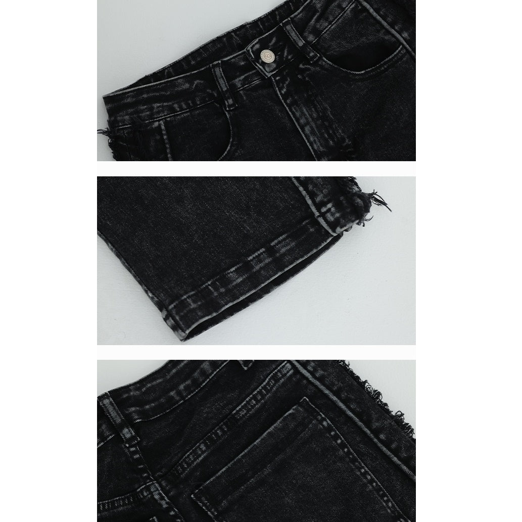 Side Raw Edge Stitching Design Jeans AC7077