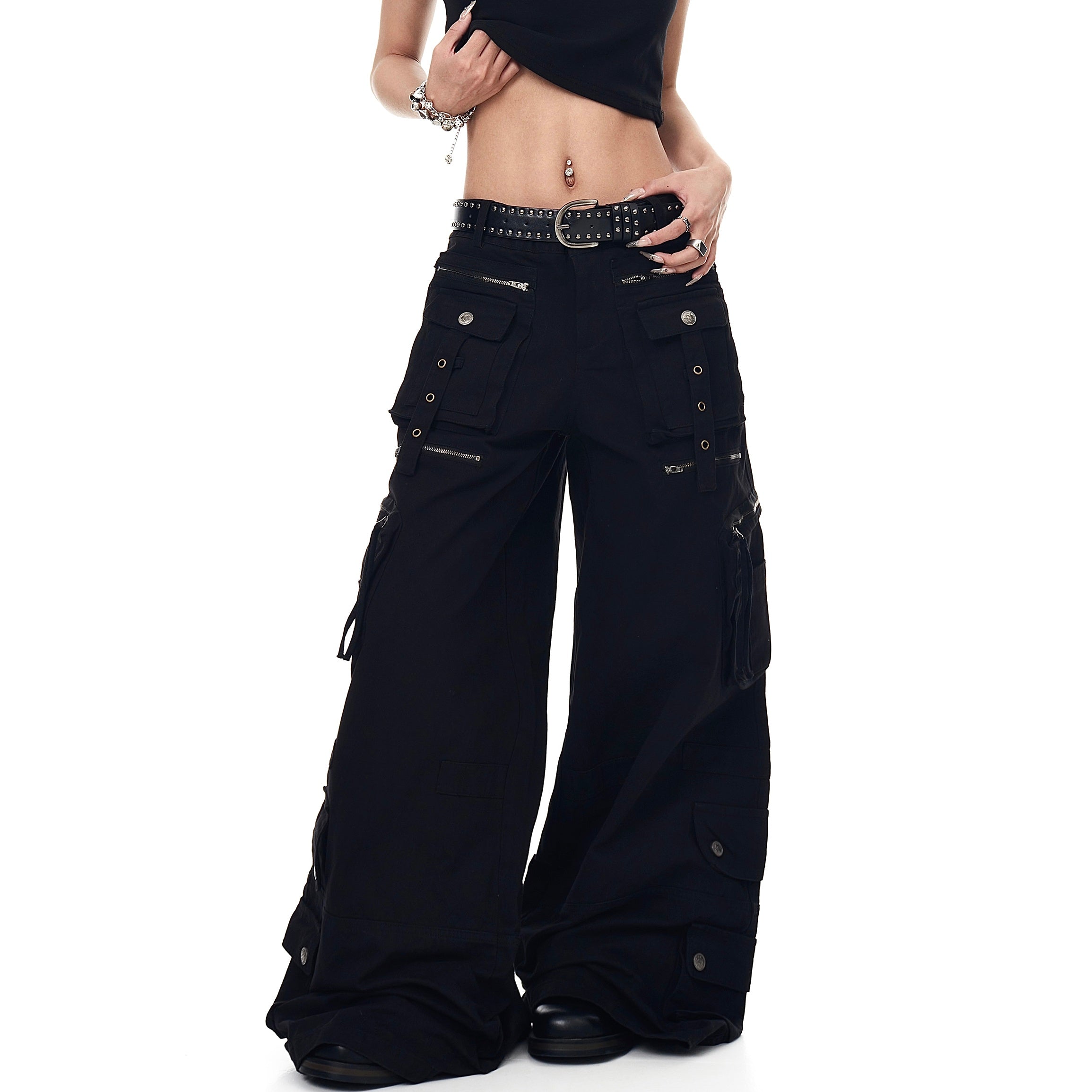Multi-pocket Wide Buggy Cargo Pants MW10063