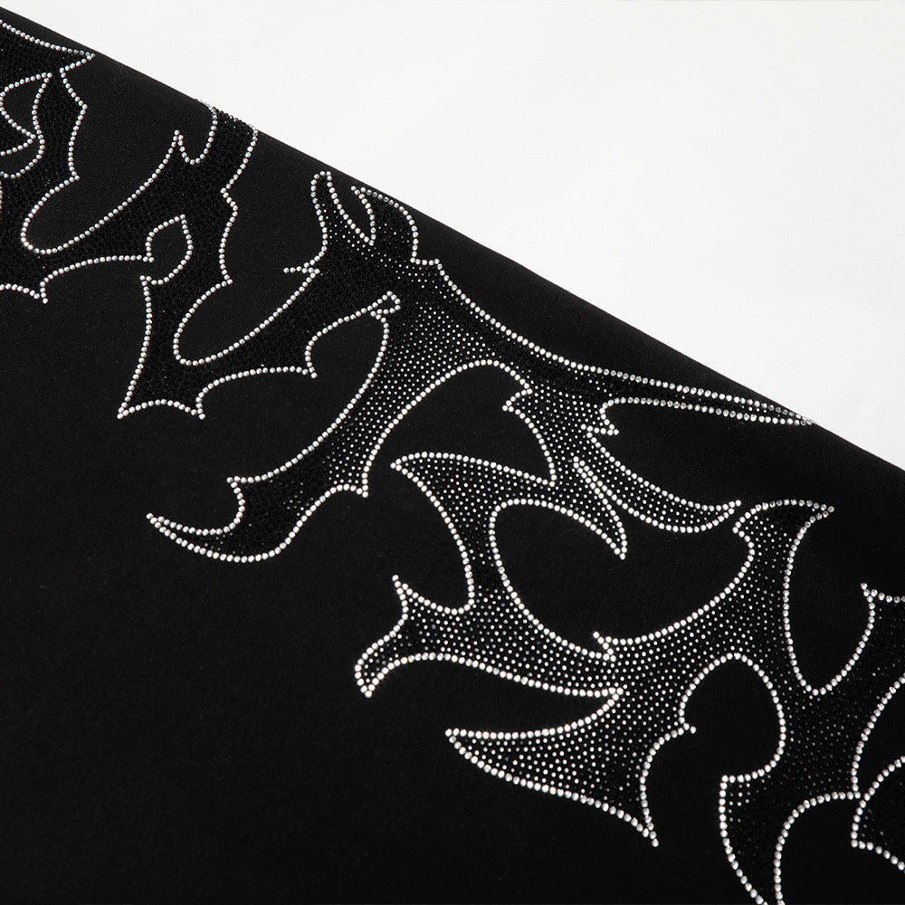 Rhinestone Letter Loose Wide-leg Sweat Pants MW10329