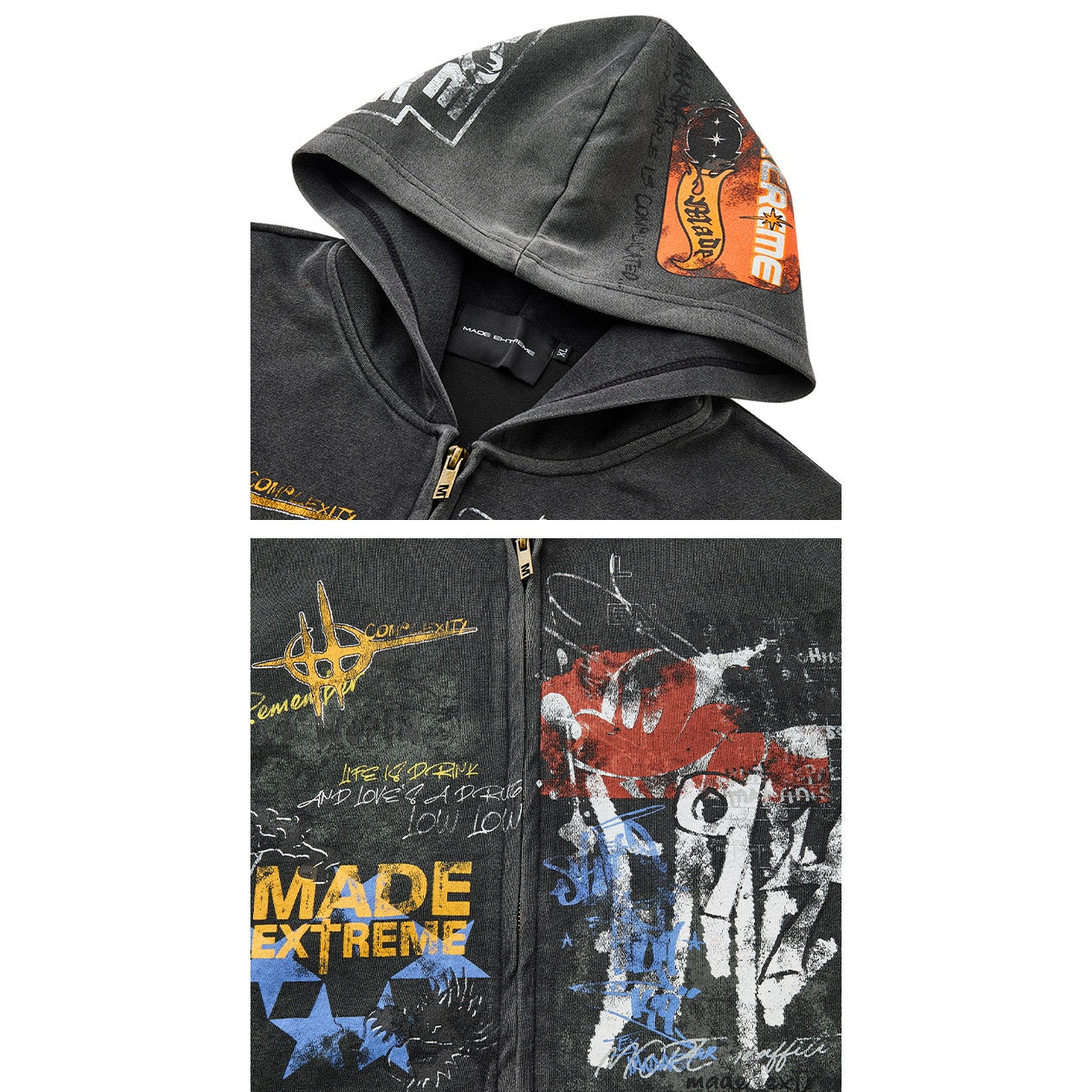 Paint Style Graffiti Sweat Hooded Jacket MW9944