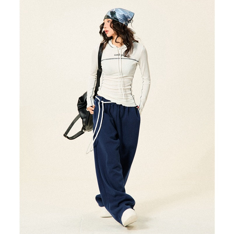 Braided Rope Loose Straight Sweatpants YS014