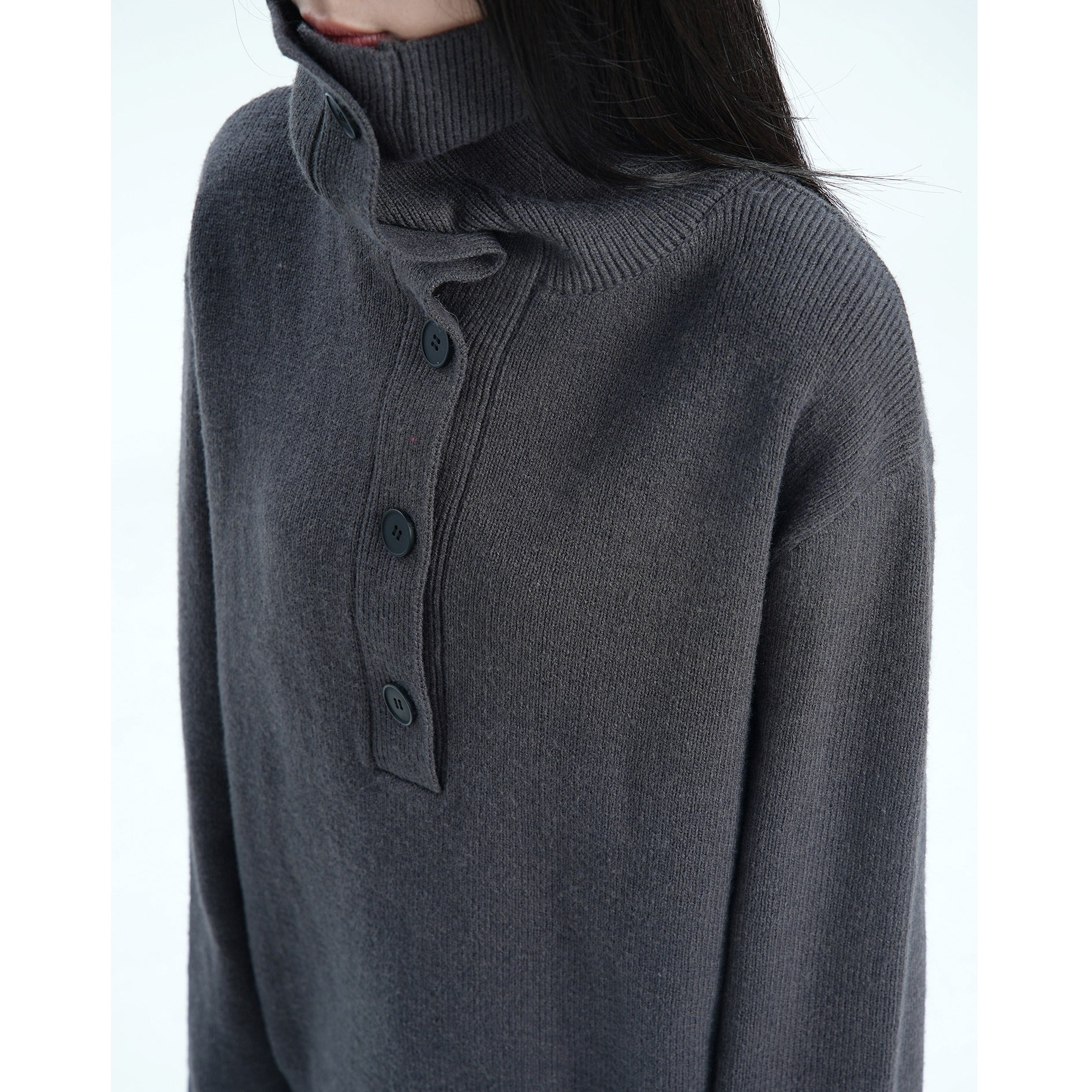 Half-Button High Neck Loose Sweater MW9672