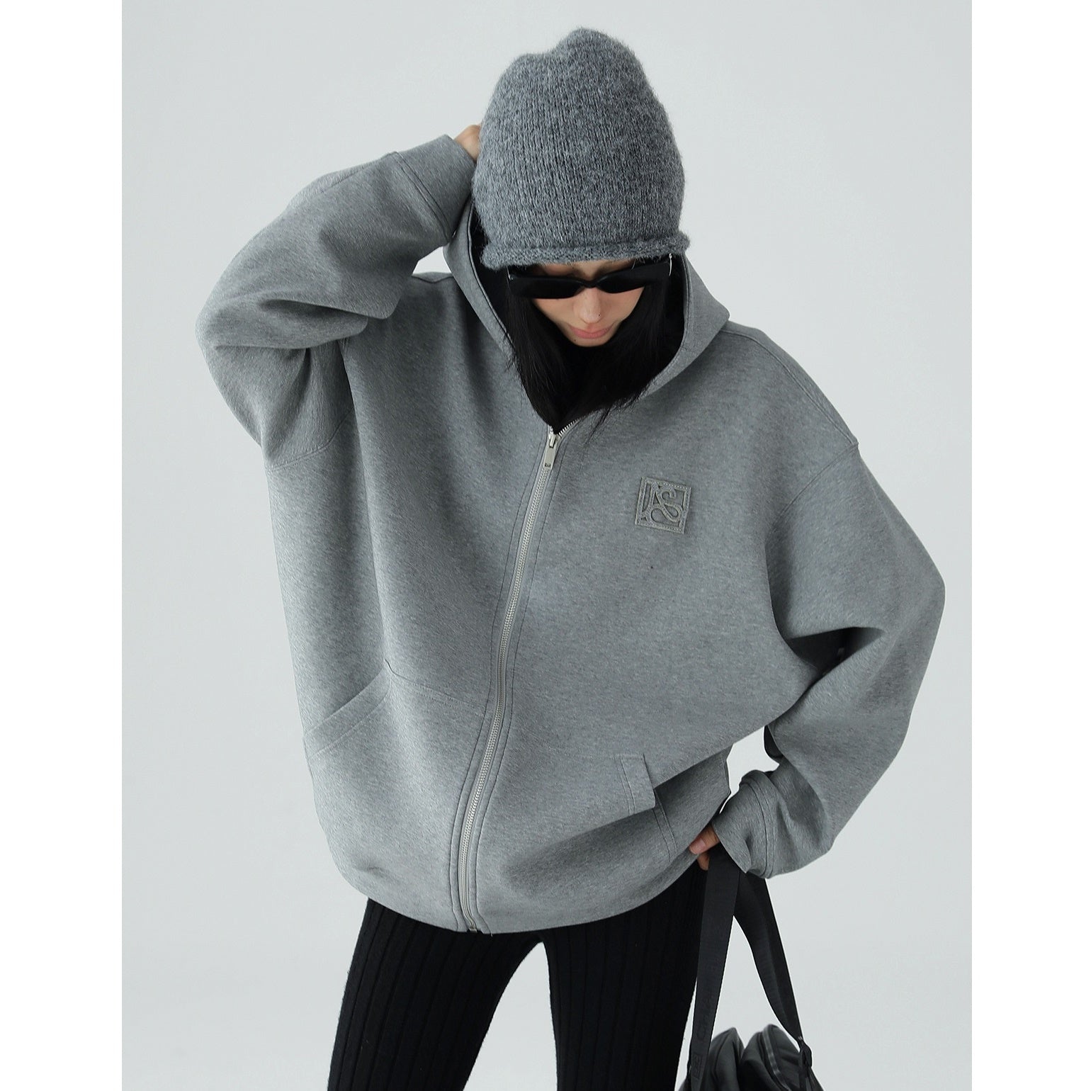 Simple Zip-Up Hooded Sweat Jacket AC7079