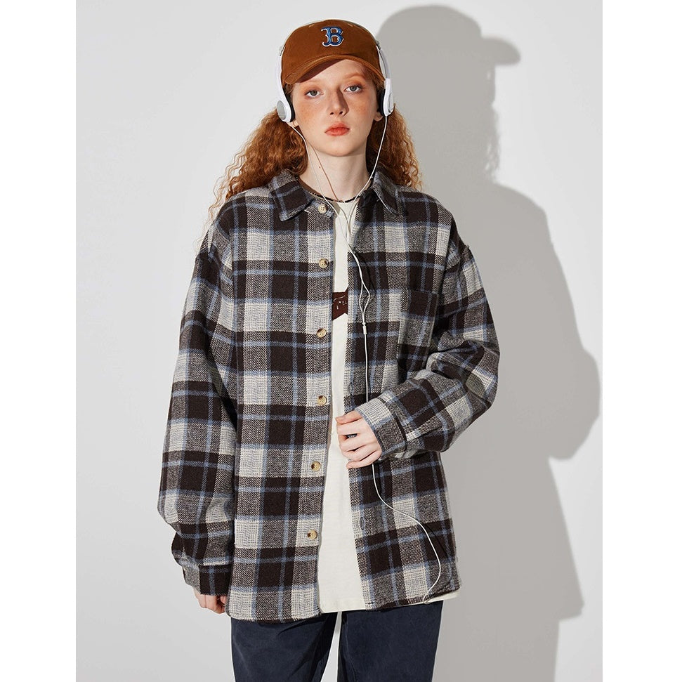 Vintage Brushed Plaid Long Sleeve Shirt BT7034