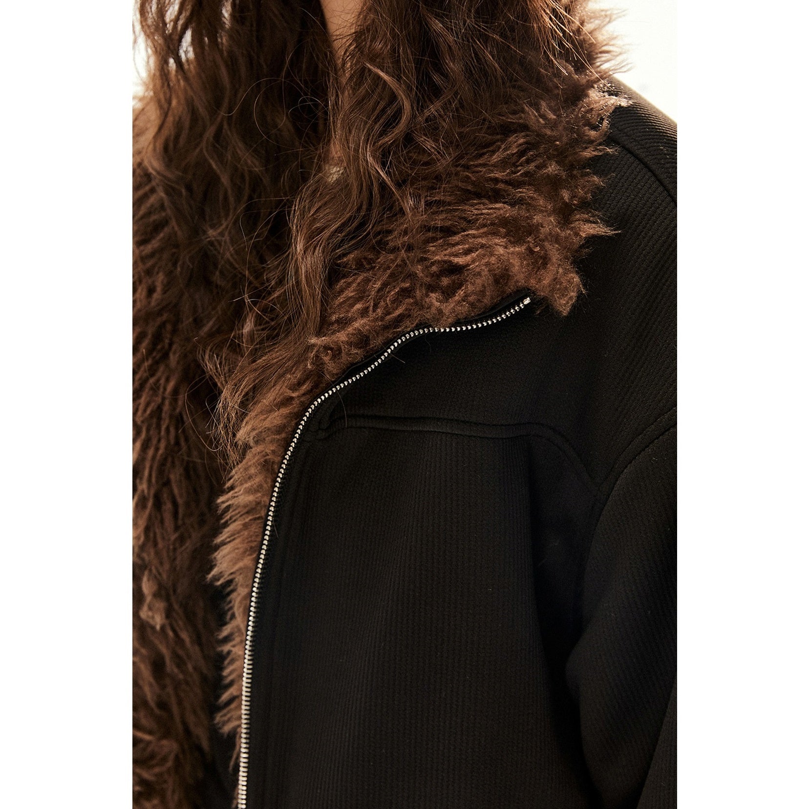 Eco Fur Switching Reversible Zipper Jacket EZ209