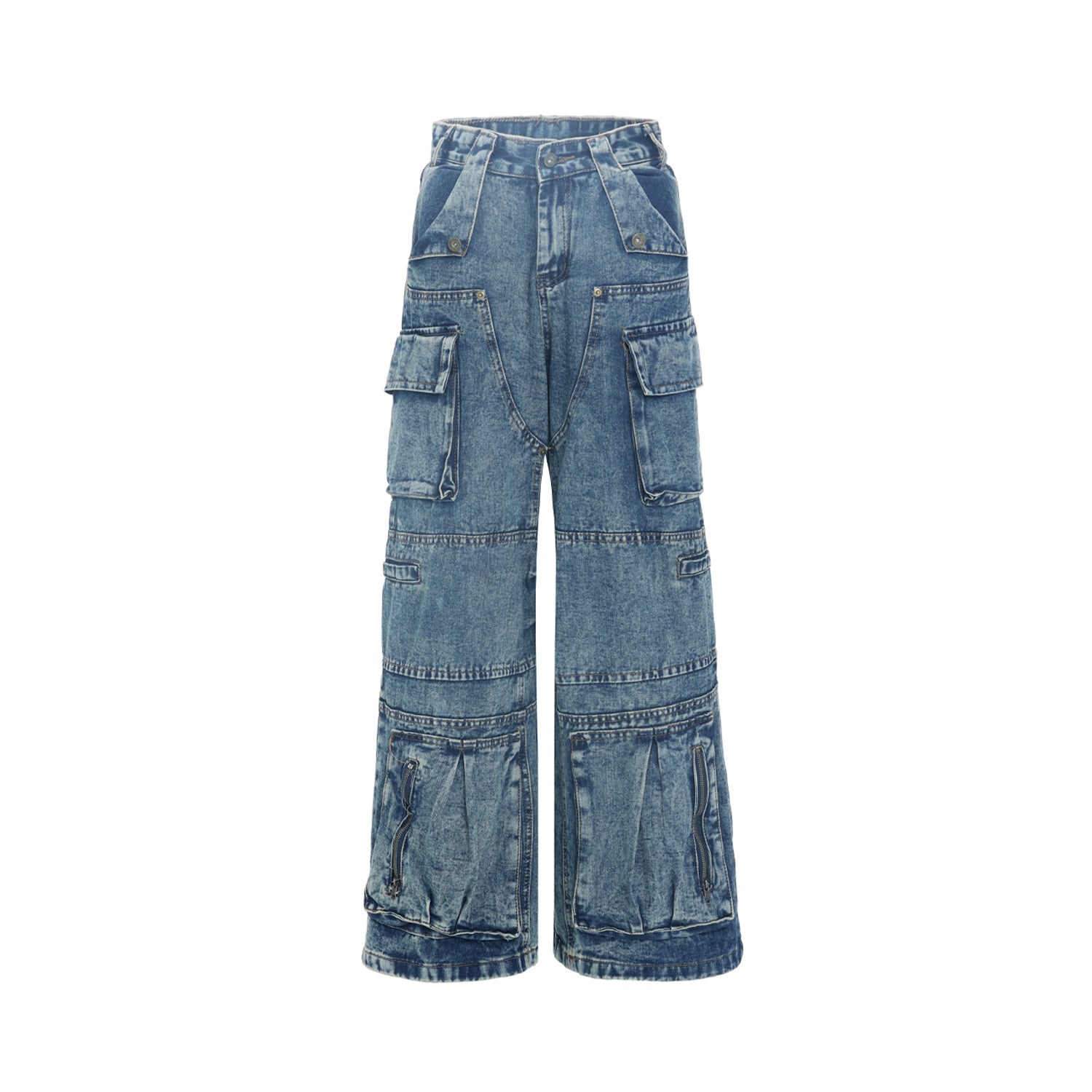 Retro Wash Cargo Style Loose Jeans MW9753